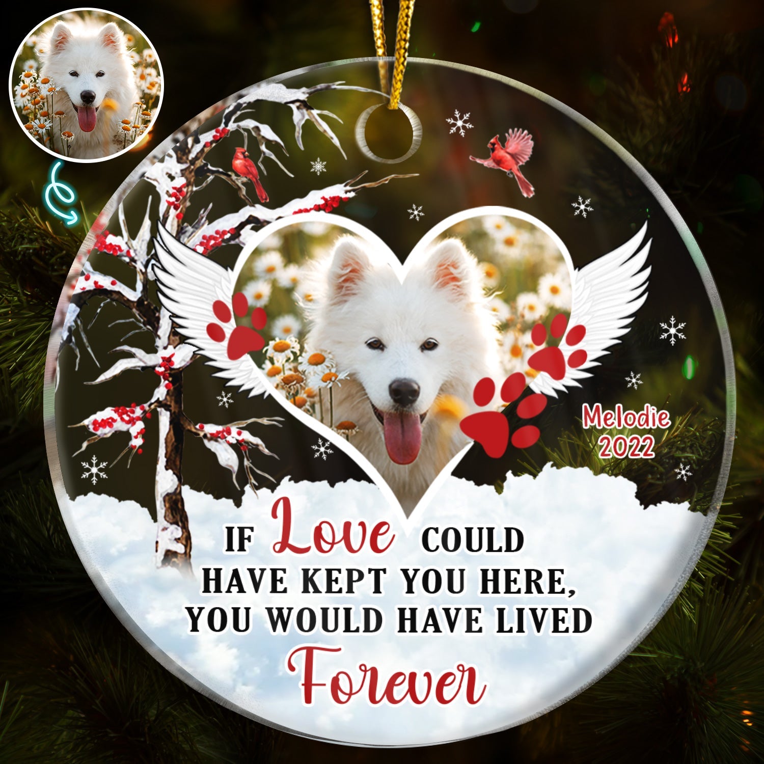 Christmas Custom Photo Memorial Pet Lovers If Love Could Have Kept You - Personalized Custom Circle Acrylic Ornament ORNA1210