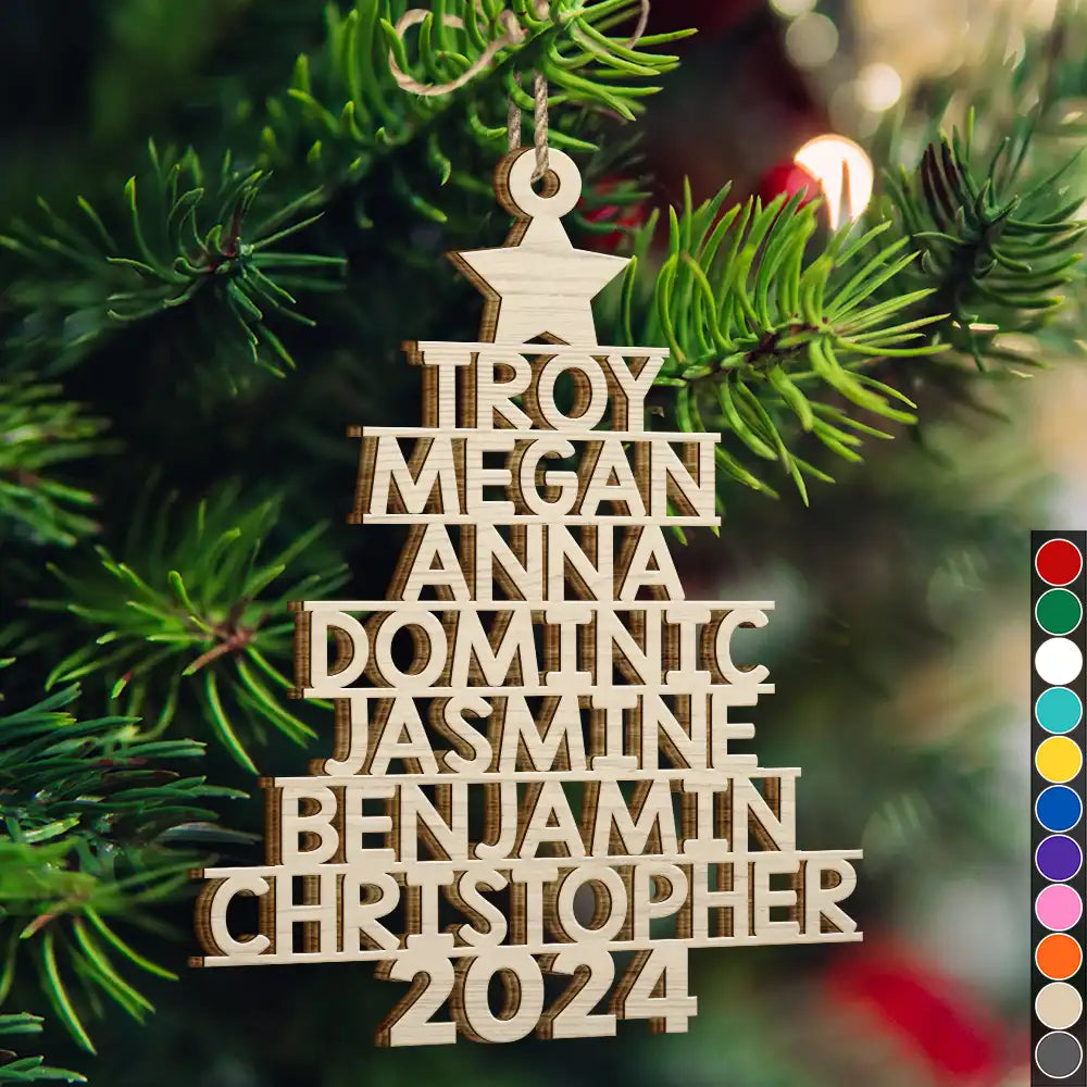 Christmas Tree Family Bestie Coworker Custom Name - Gift For Family, Coworker, Besties - Personalized Wooden Cutout Ornament ORNA1210