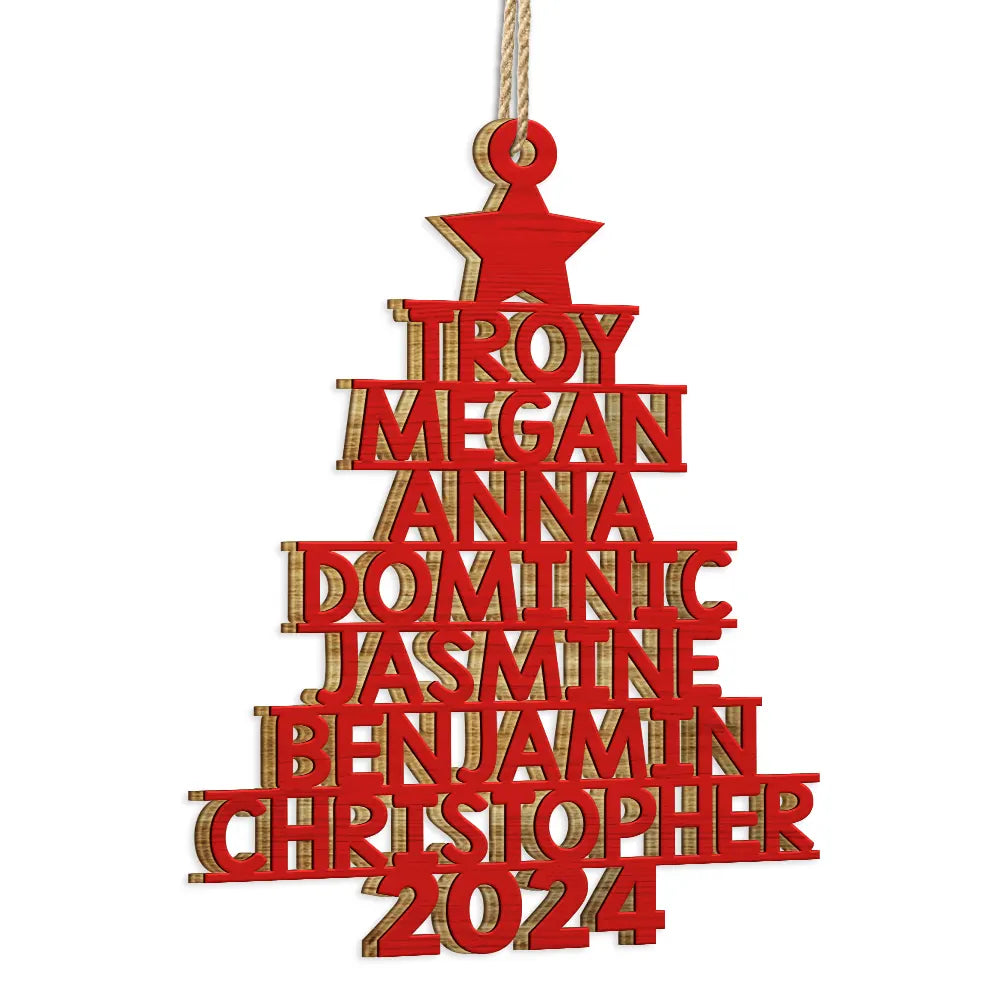 Christmas Tree Family Bestie Coworker Custom Name - Gift For Family, Coworker, Besties - Personalized Wooden Cutout Ornament ORNA1210