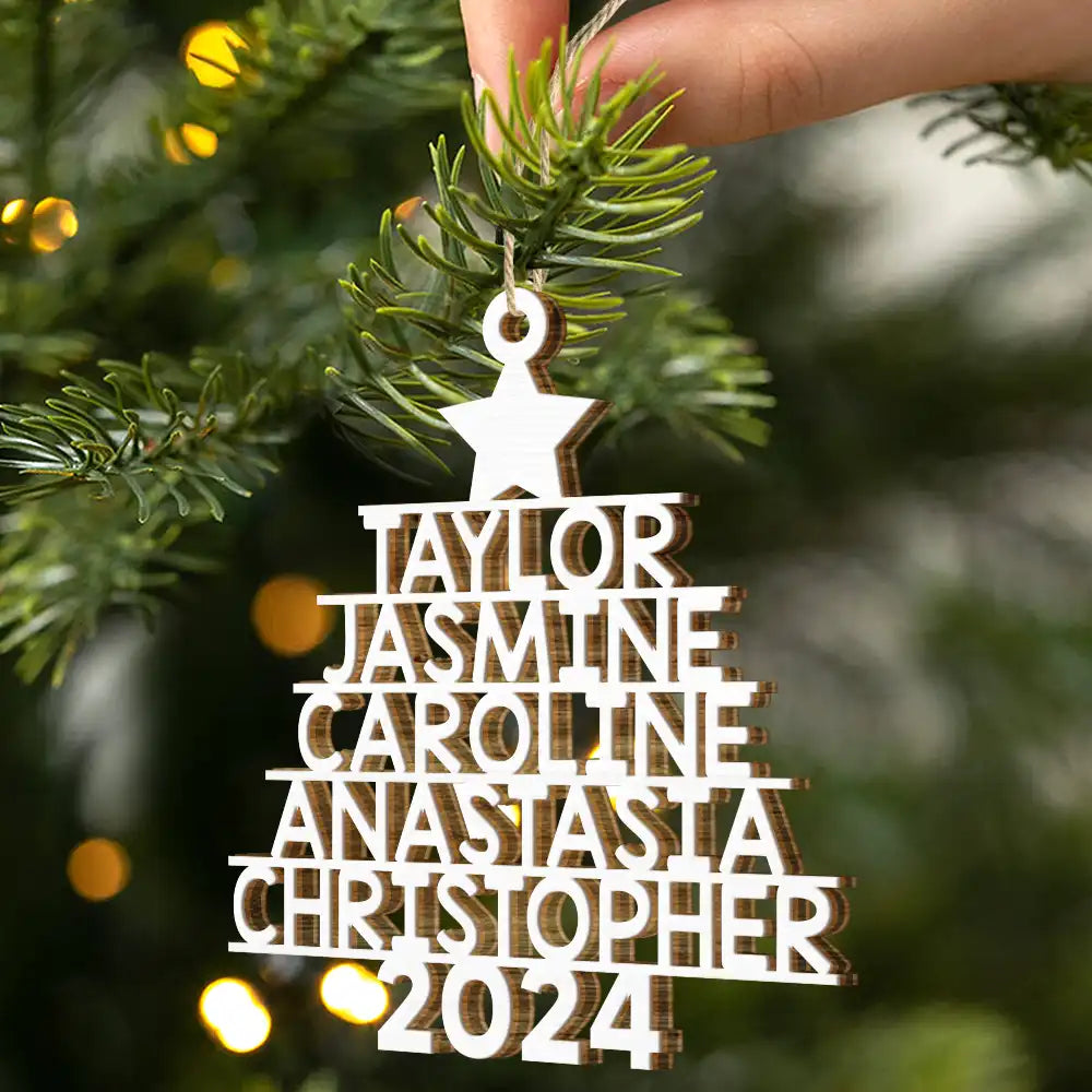 Christmas Tree Family Bestie Coworker Custom Name - Gift For Family, Coworker, Besties - Personalized Wooden Cutout Ornament ORNA1210