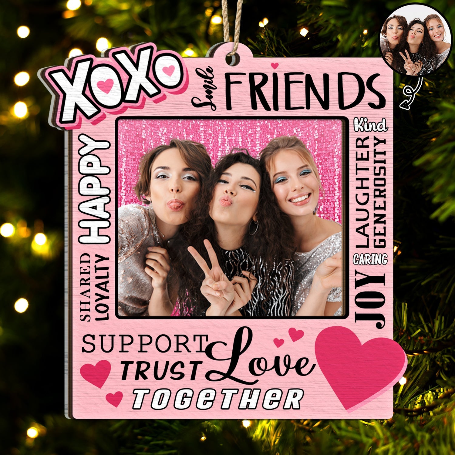 Custom Photo XOXO Friends - Christmas Gift For Besties - Personalized 2-Layered Mix Ornament ORNA1210