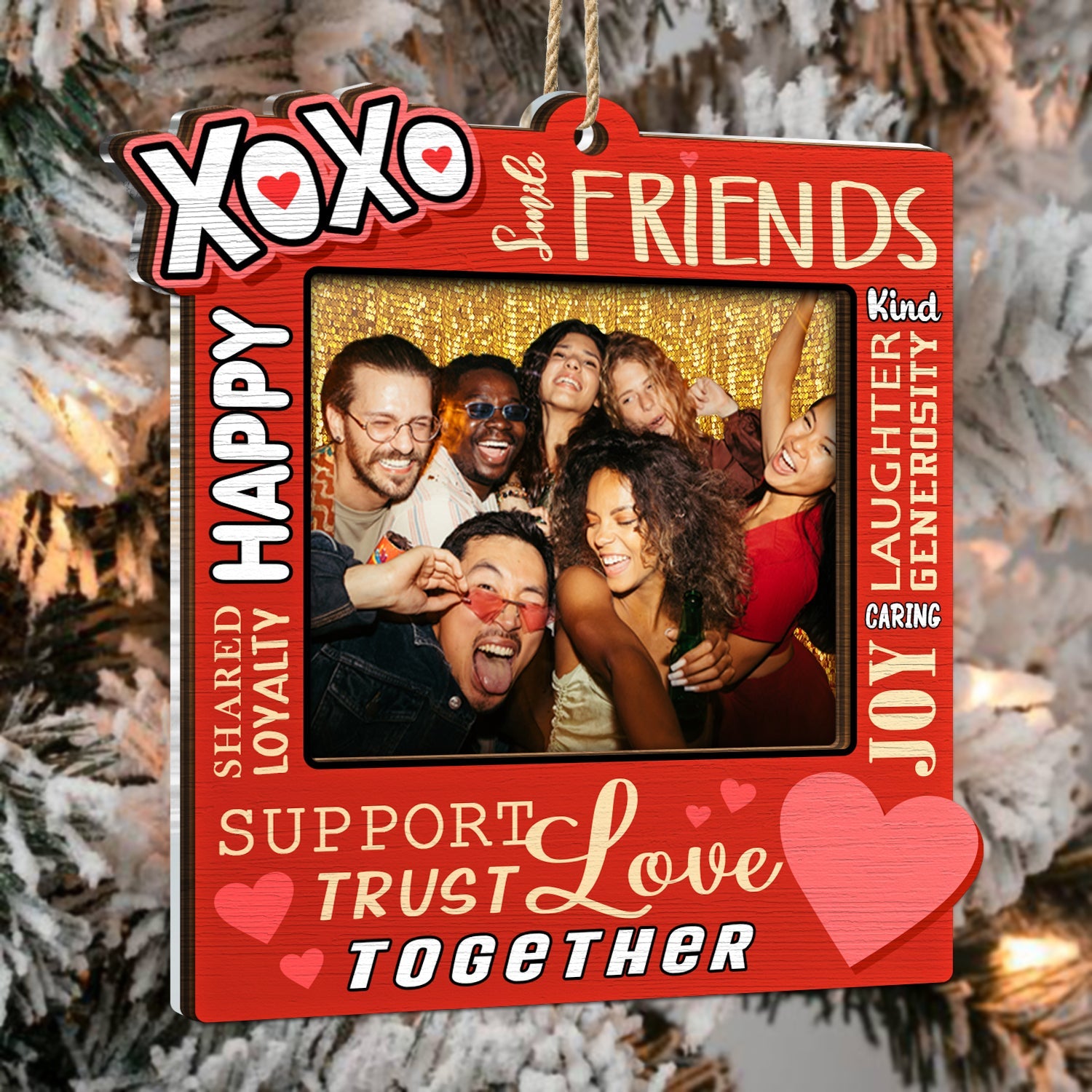 Custom Photo XOXO Friends - Christmas Gift For Besties - Personalized 2-Layered Mix Ornament ORNA1210
