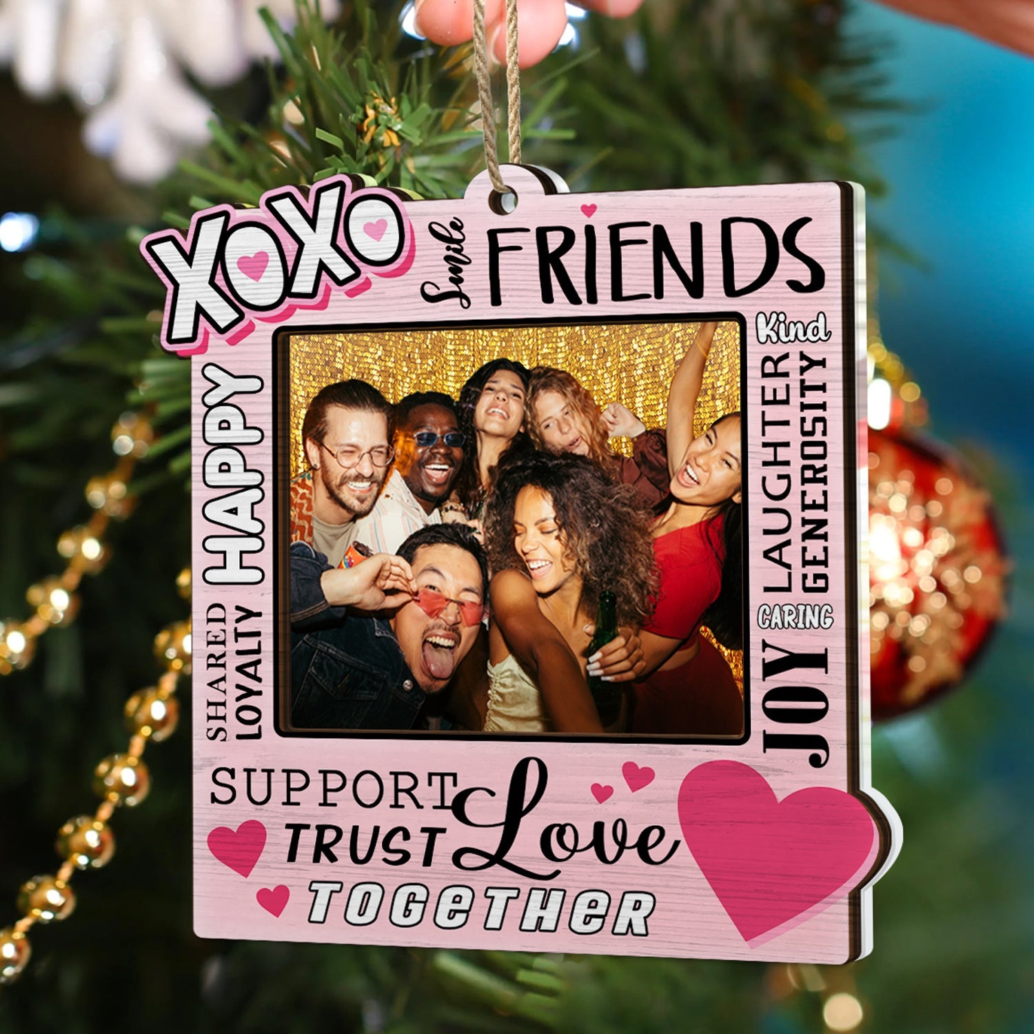 Custom Photo XOXO Friends - Christmas Gift For Besties - Personalized 2-Layered Mix Ornament ORNA1210