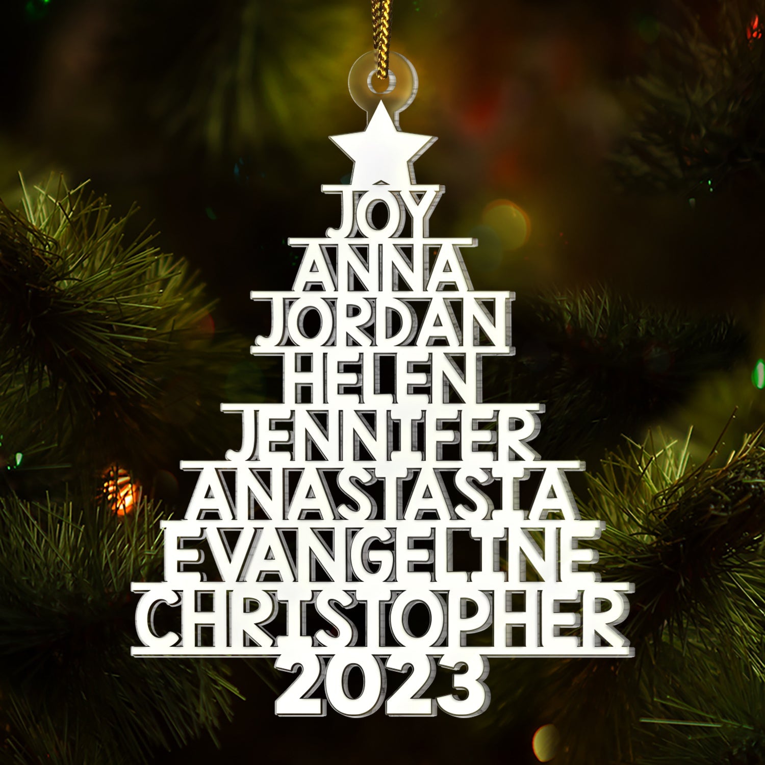 Christmas Tree Family Bestie Coworker Custom Name - Gift For Family, Coworker, Besties - Personalized Cutout Acrylic Ornament ORNA1210