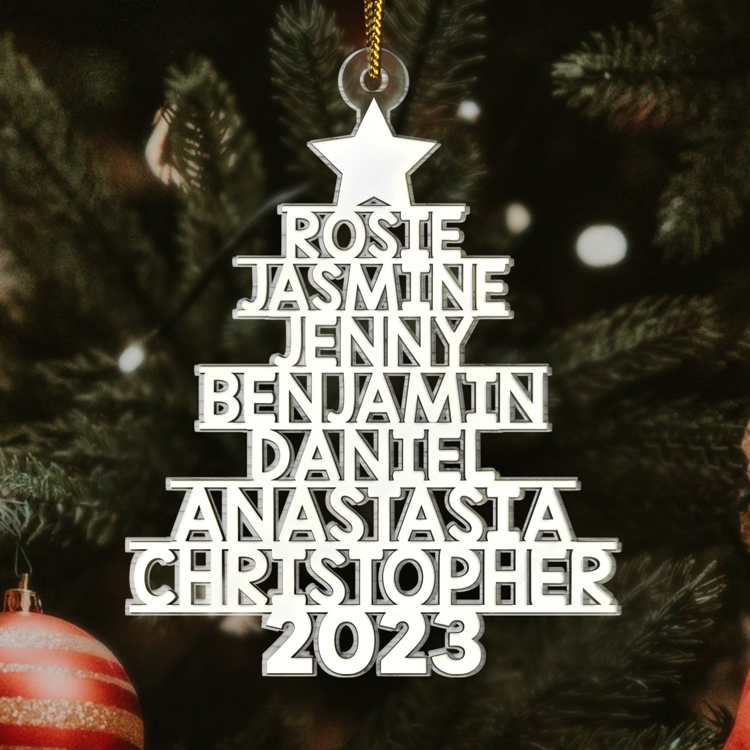 Christmas Tree Family Bestie Coworker Custom Name - Gift For Family, Coworker, Besties - Personalized Cutout Acrylic Ornament ORNA1210