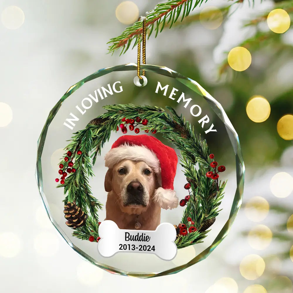 Custom Photo In Loving Memory - Personalized Circle Glass Ornament ORNA1210
