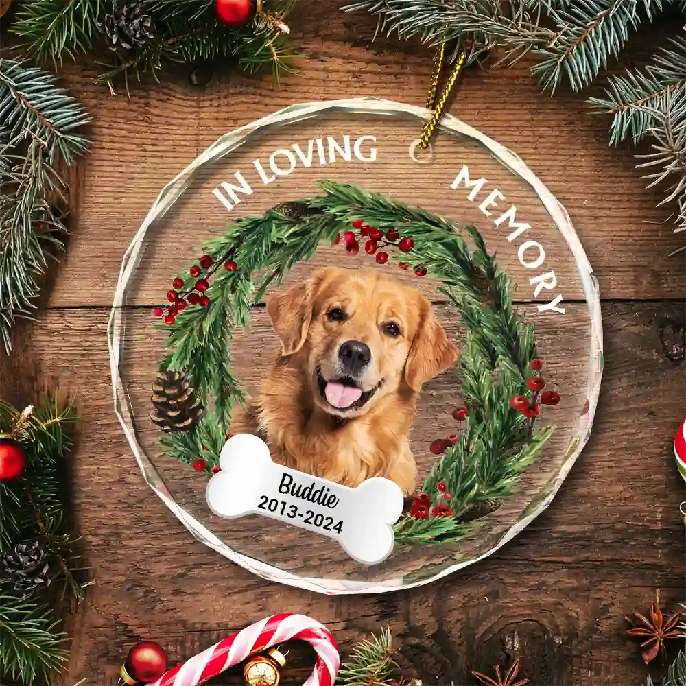 Custom Photo In Loving Memory - Personalized Circle Glass Ornament ORNA1210