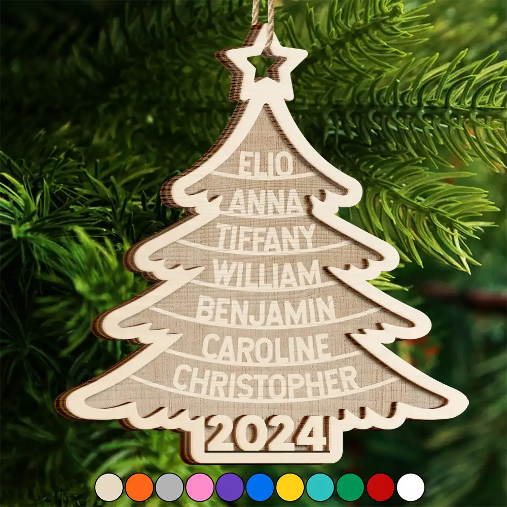 Family Christmas Tree - Personalized 2-Layered Wooden Ornament ORNA1210