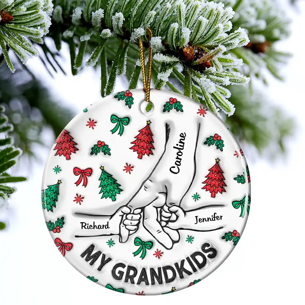 Christmas My Grandkids Our Grandkids - 3D Inflated Effect Printed Ornament, Personalized Circle Ceramic Ornament ORNA1210