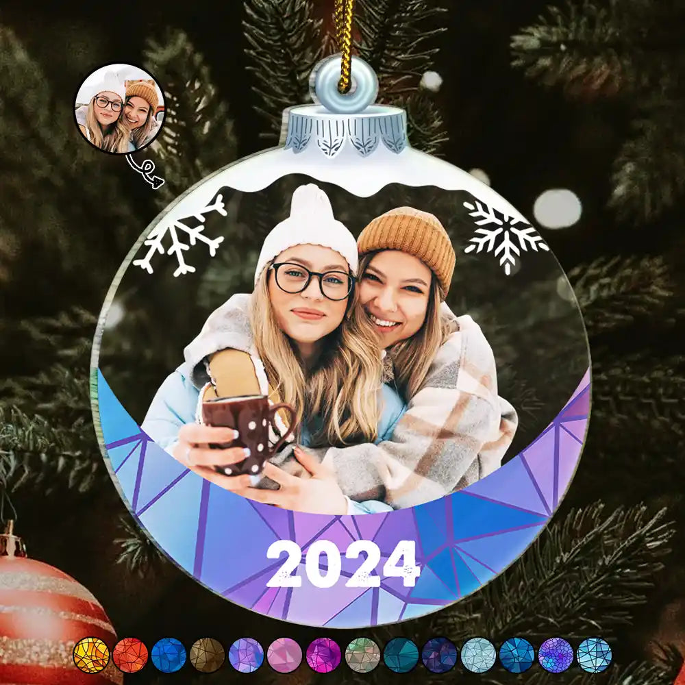 Custom Photo Besties Sisters Family Snowflakes - Personalized Custom Shaped Acrylic Ornament ORNA1210