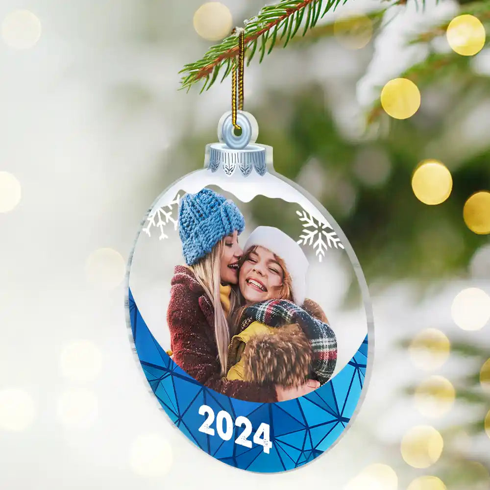 Custom Photo Besties Sisters Family Snowflakes - Personalized Custom Shaped Acrylic Ornament ORNA1210