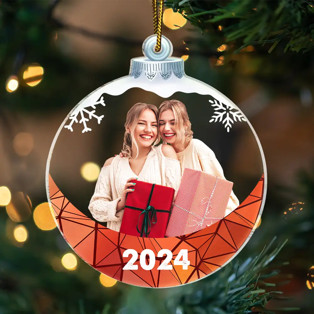 Custom Photo Besties Sisters Family Snowflakes - Personalized Custom Shaped Acrylic Ornament ORNA1210