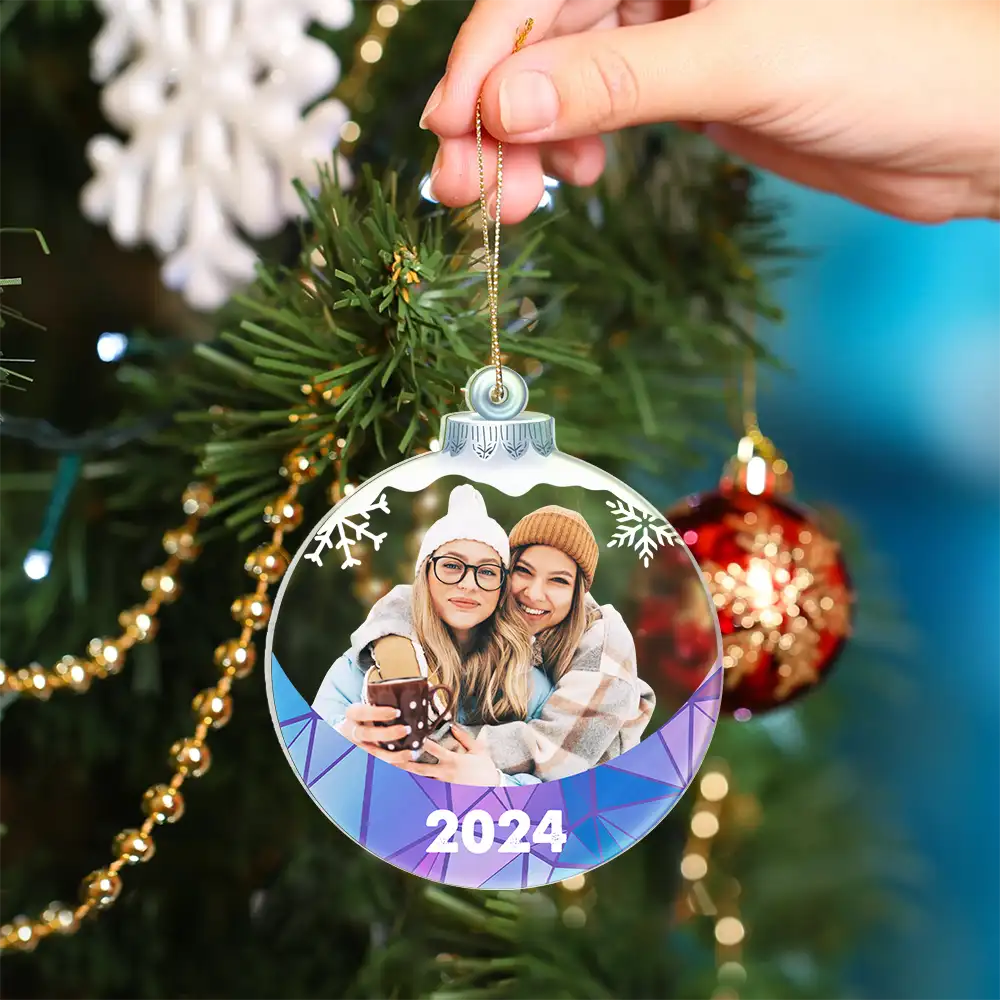 Custom Photo Besties Sisters Family Snowflakes - Personalized Custom Shaped Acrylic Ornament ORNA1210
