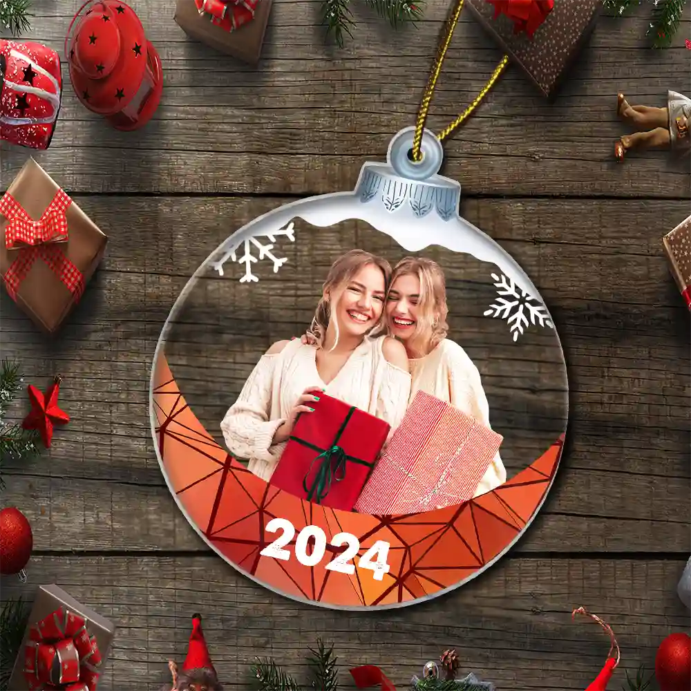 Custom Photo Besties Sisters Family Snowflakes - Personalized Custom Shaped Acrylic Ornament ORNA1210