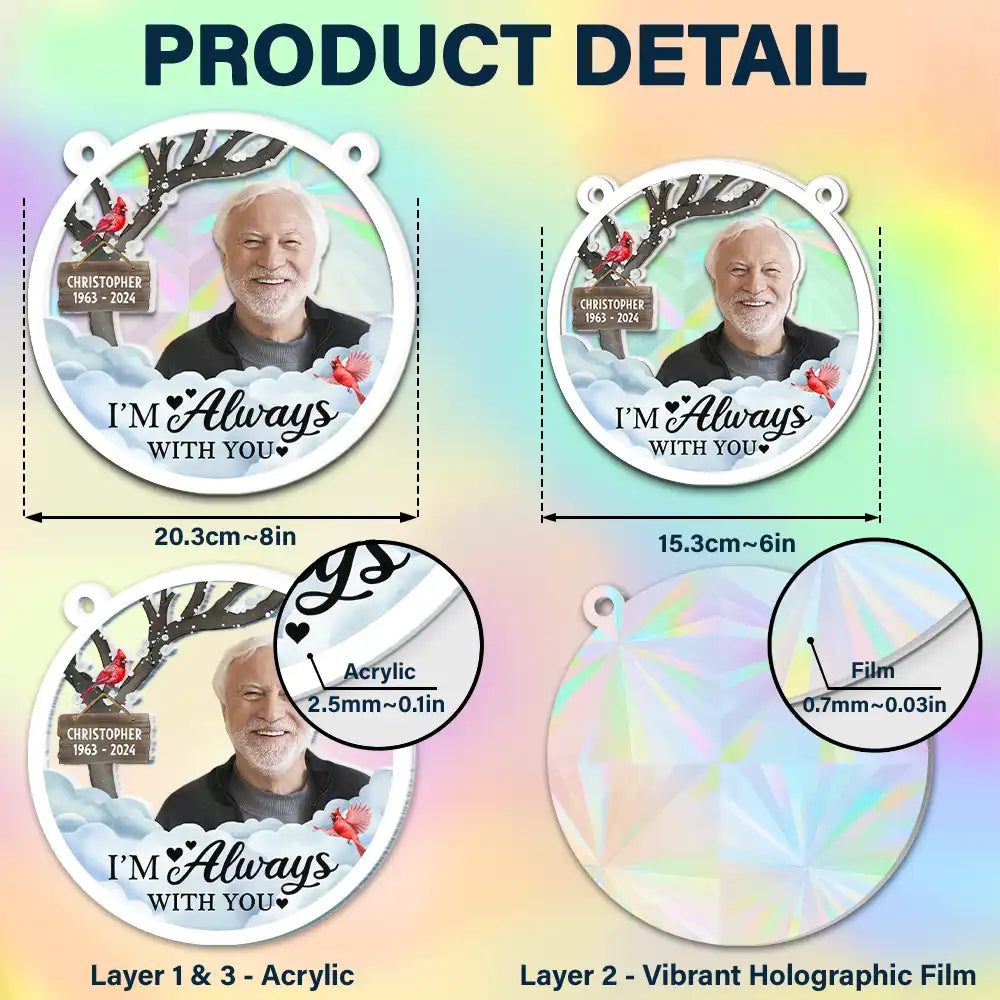 Custom Photo I'm Always With You - Personalized Window Hanging Rainbow Suncatcher ORNA1210
