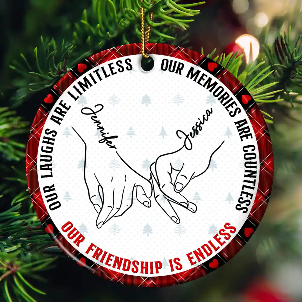 Besties Sisters I Promise You Won't Have To Face Them Alone - Personalized Circle Ceramic Ornament ORNA1210