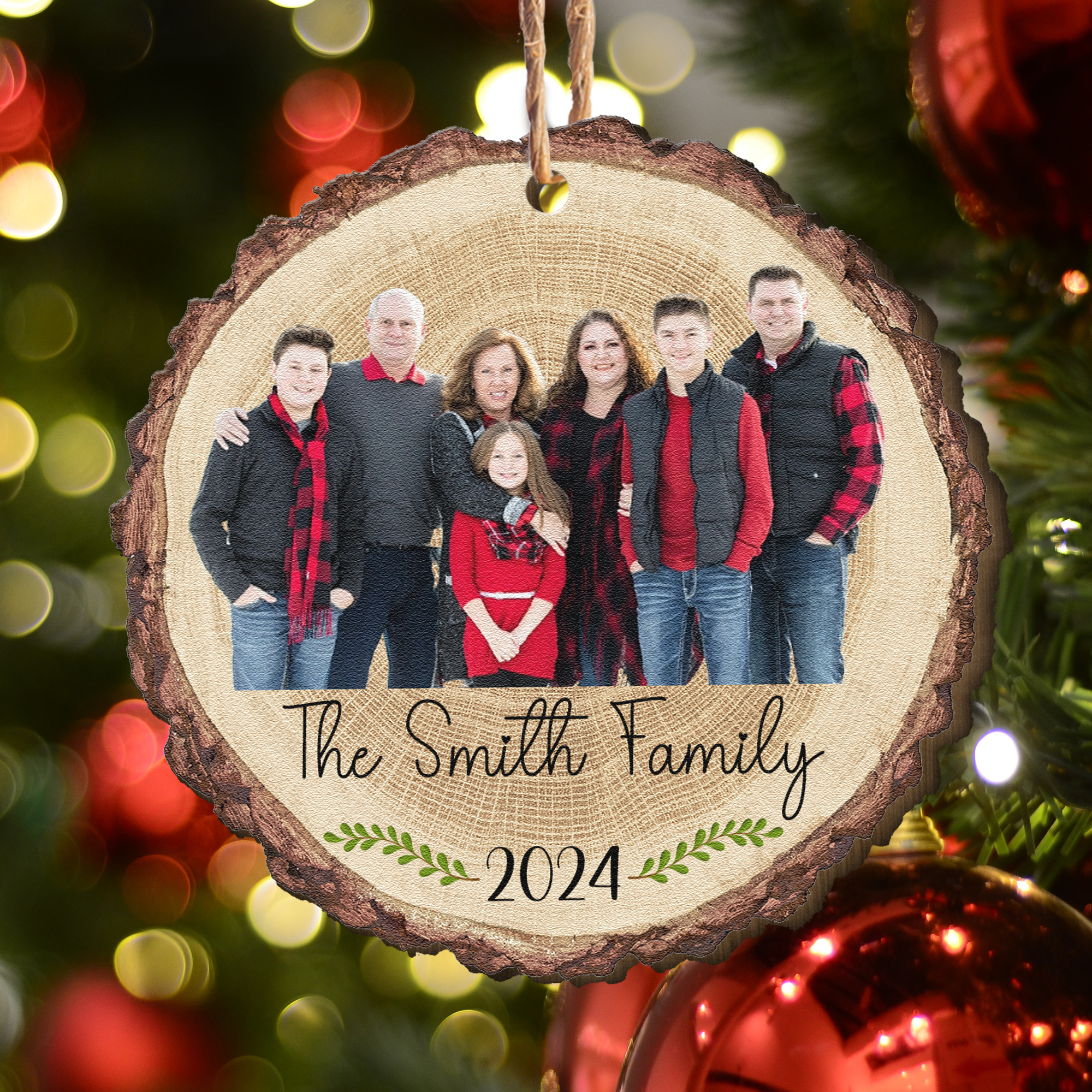 Family Christmas  - Personalized Wooden Photo Ornament ORN0810