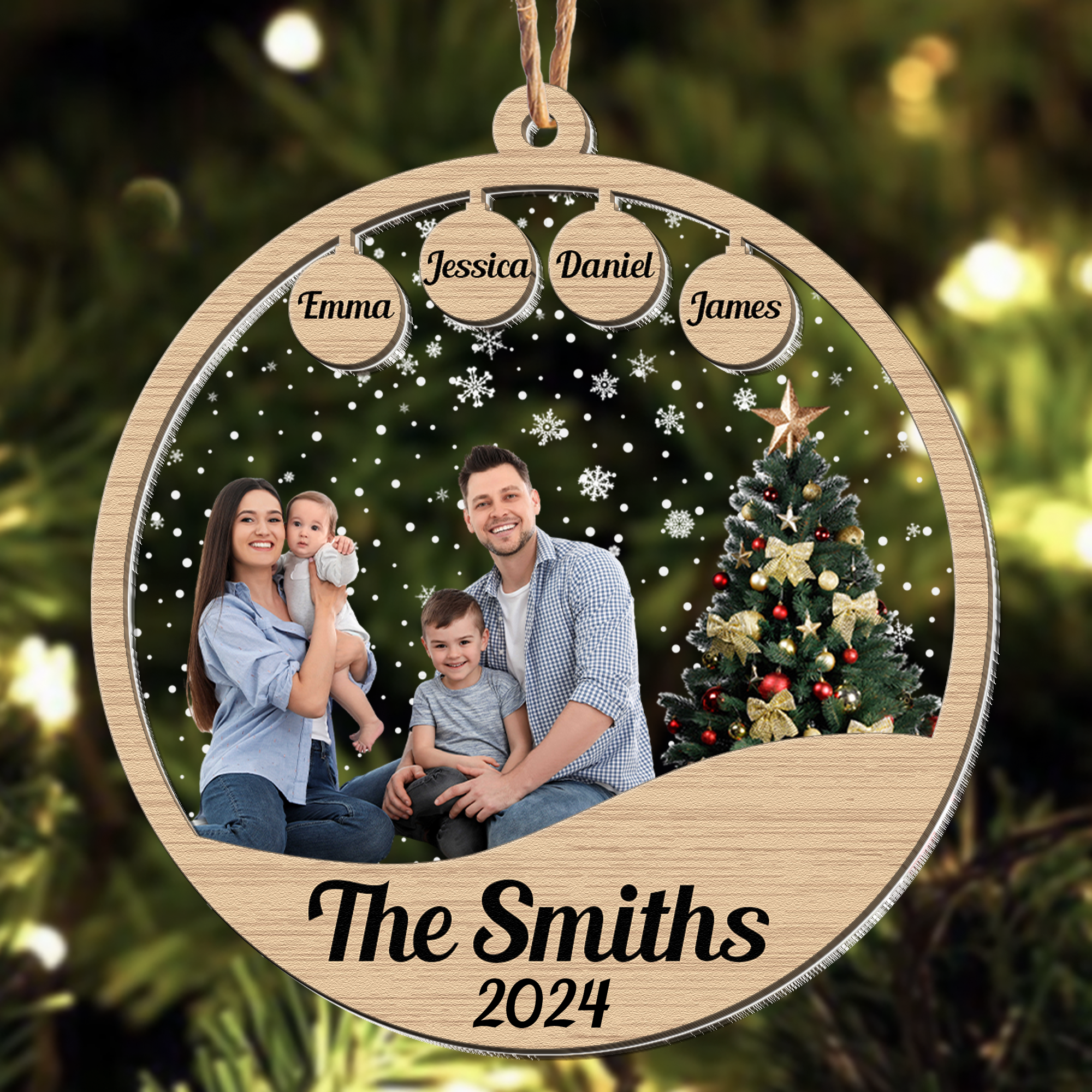 Family Christmas Ornament - Personalized Family Photo Ornament ORN0810