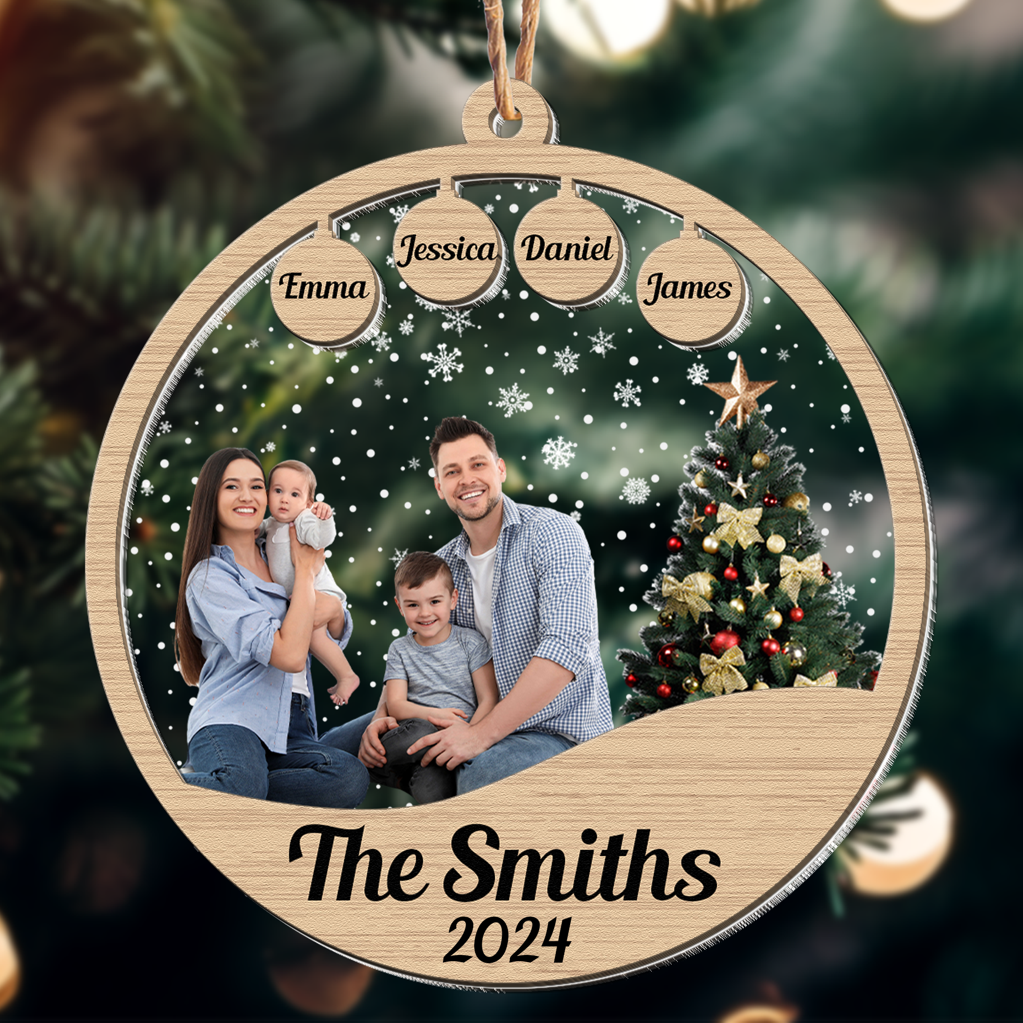 Family Christmas Ornament - Personalized Family Photo Ornament ORN0810