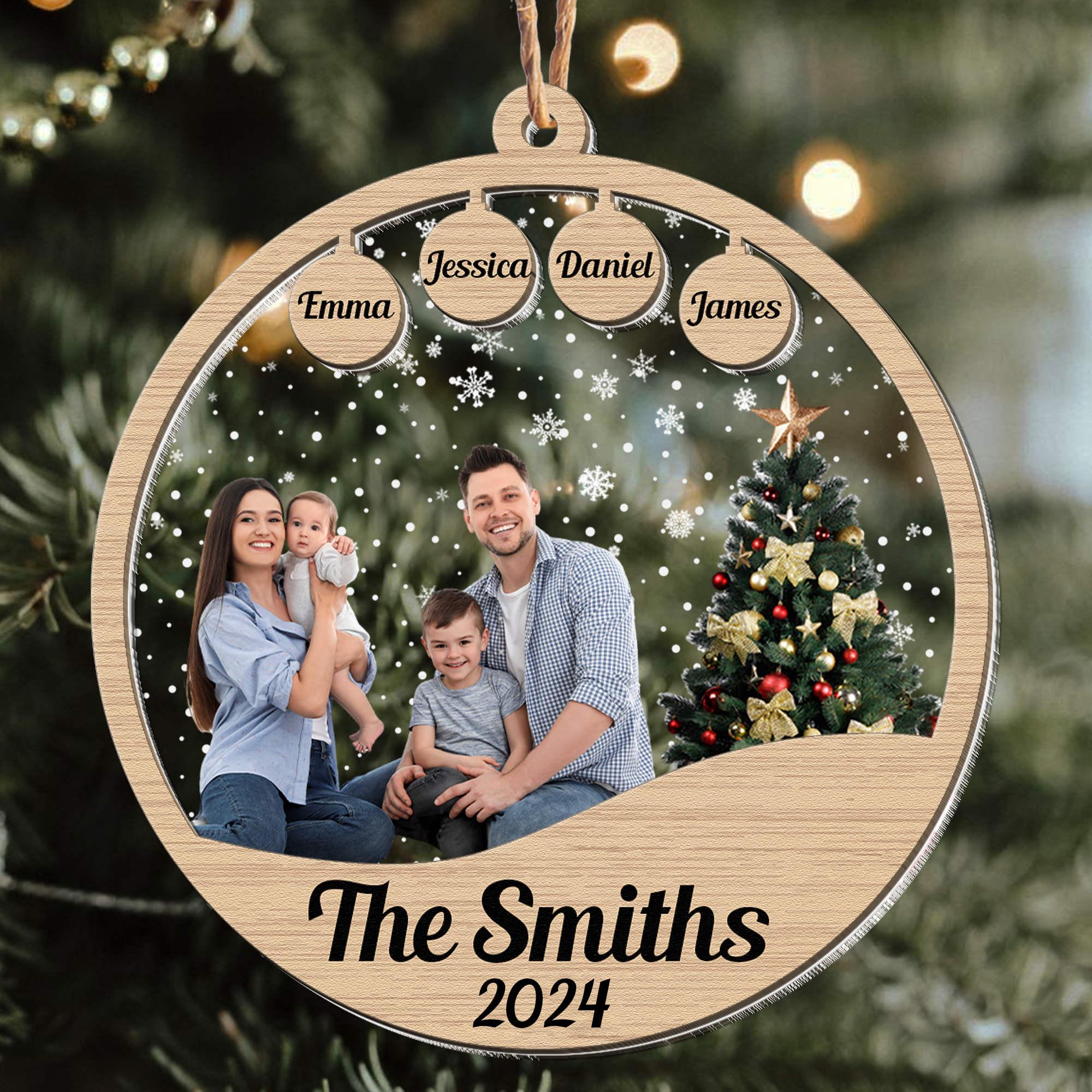 Family Christmas Ornament - Personalized Family Photo Ornament ORN0810