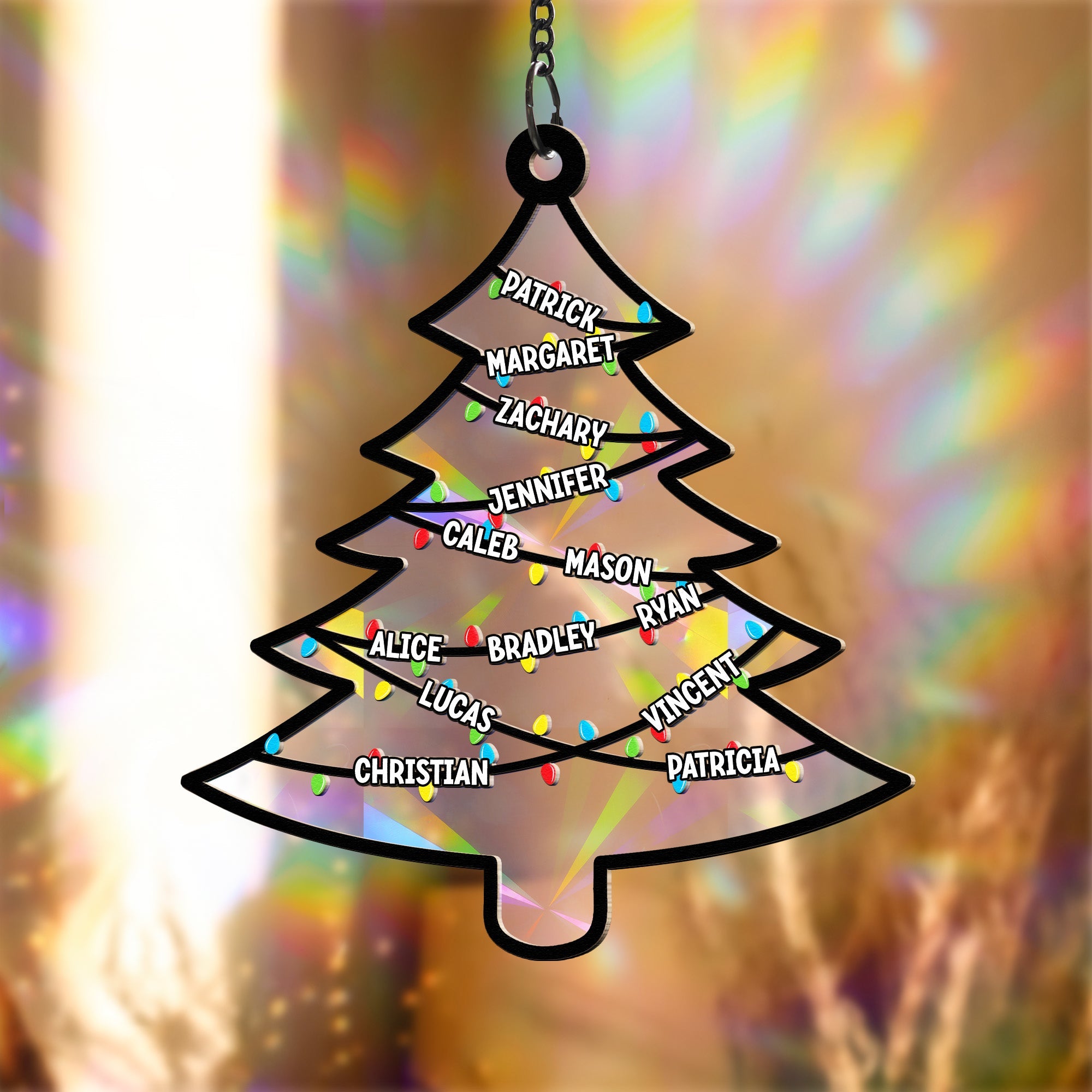 Family Christmas Tree - Personalized Rainbow Suncatcher ORN0810