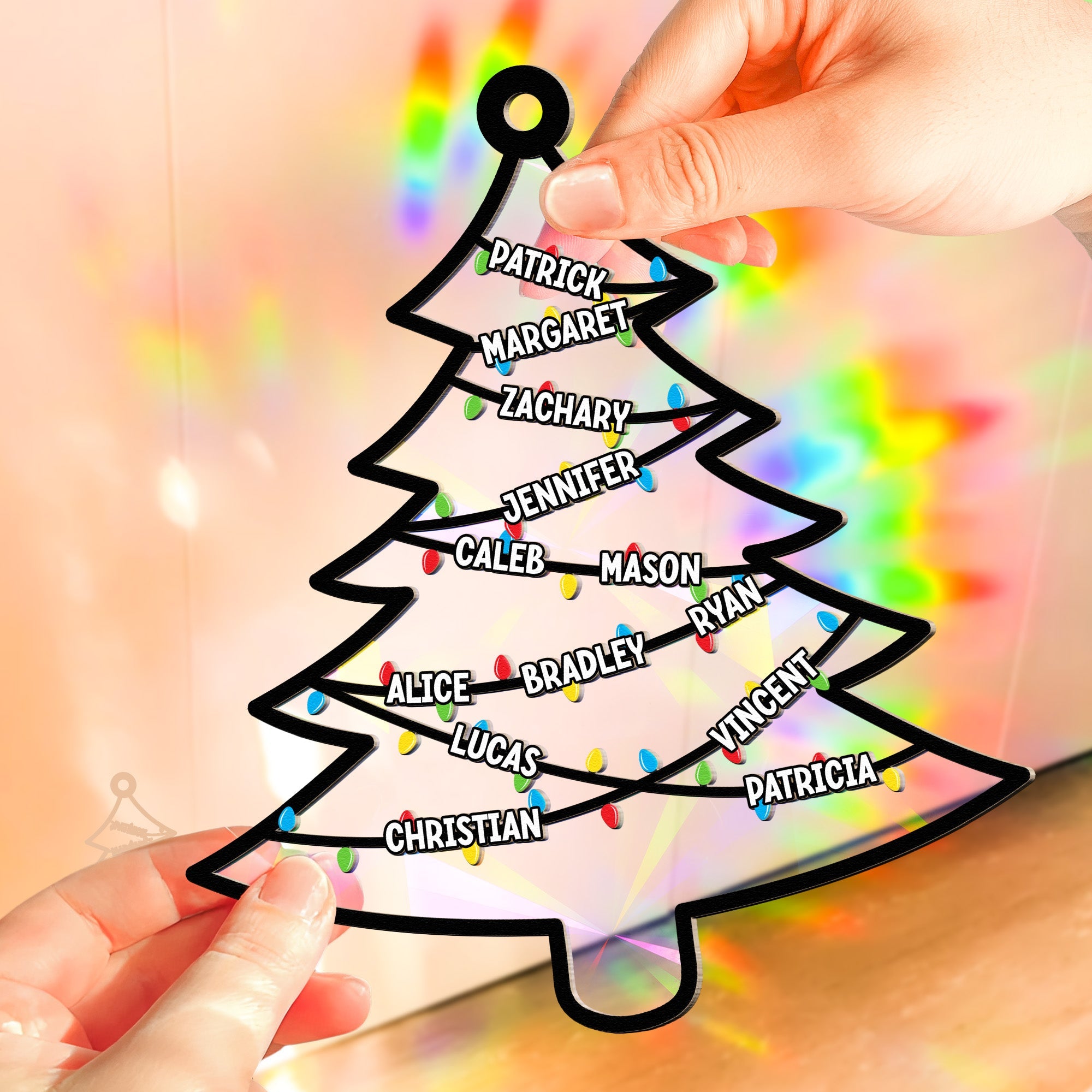 Family Christmas Tree - Personalized Rainbow Suncatcher ORN0810