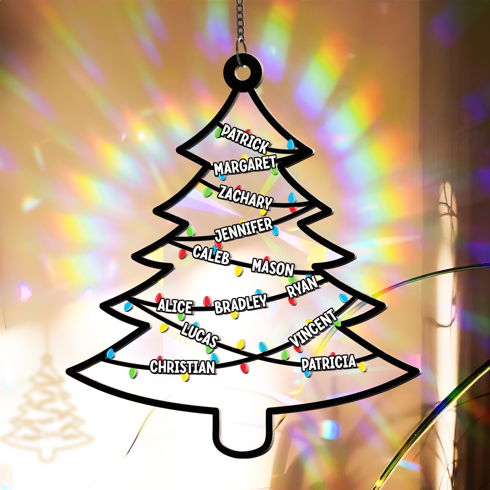 Family Christmas Tree - Personalized Rainbow Suncatcher ORN0810