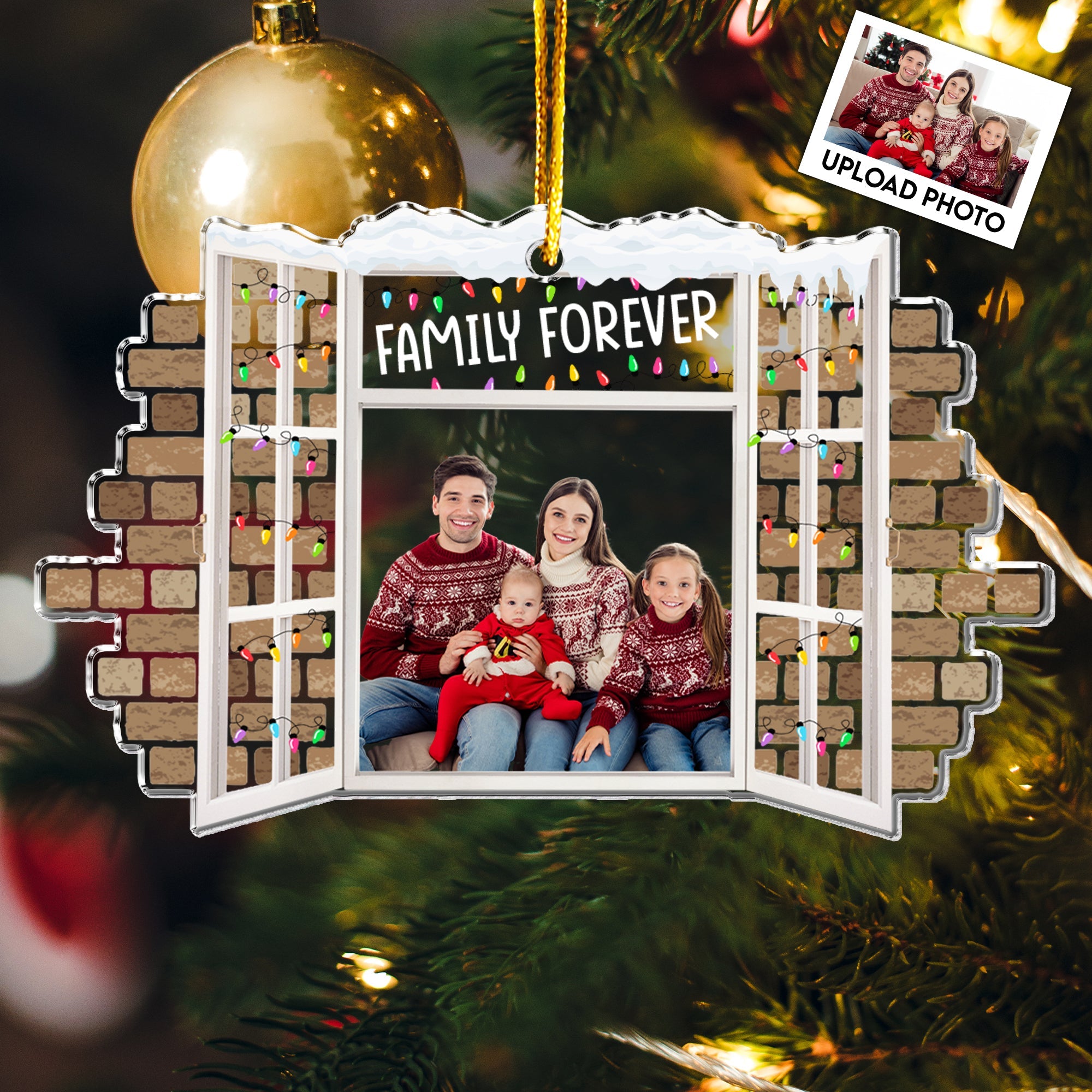 Family Christmas Window - Personalized Acrylic Photo Ornament ORN0810