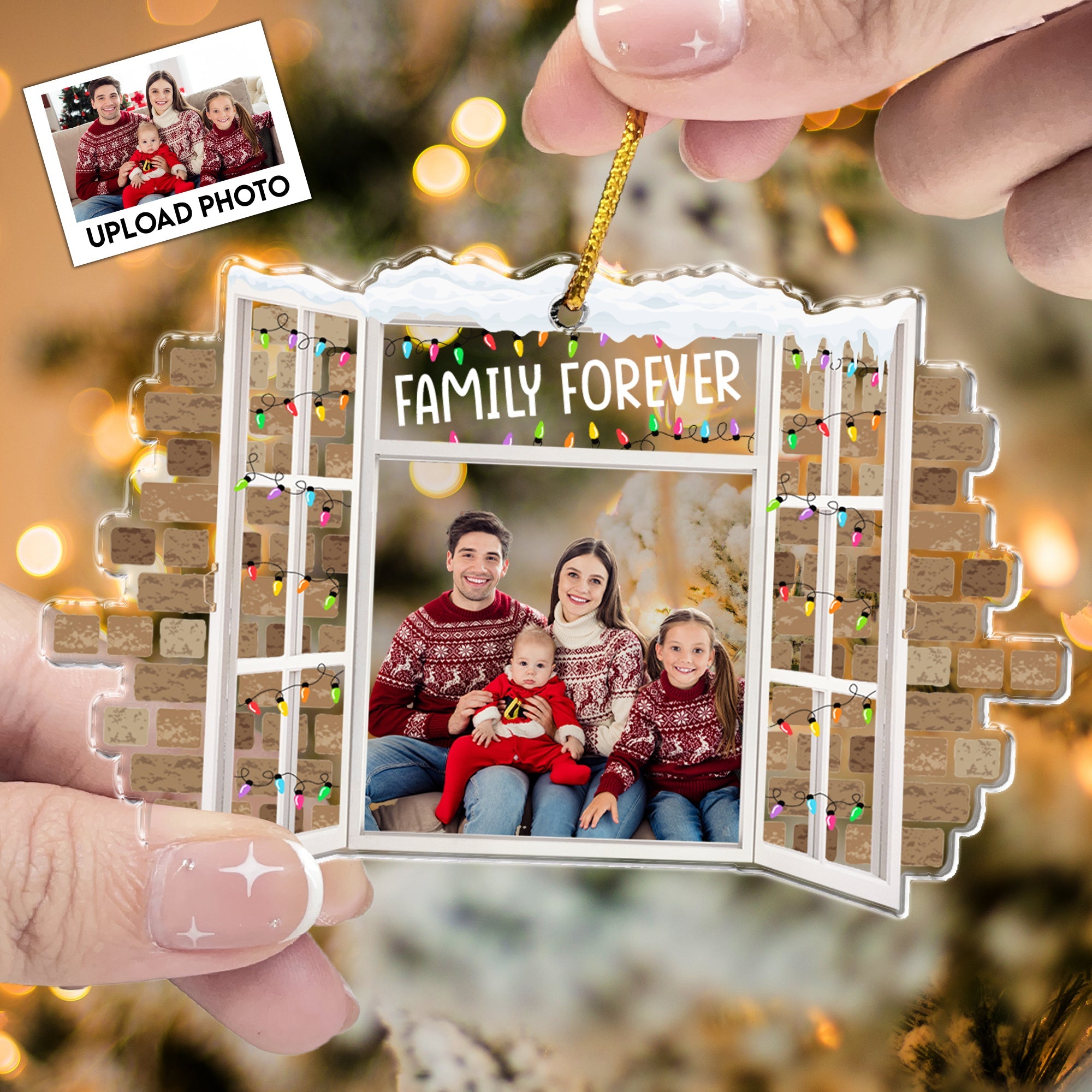 Family Christmas Window - Personalized Acrylic Photo Ornament ORN0810