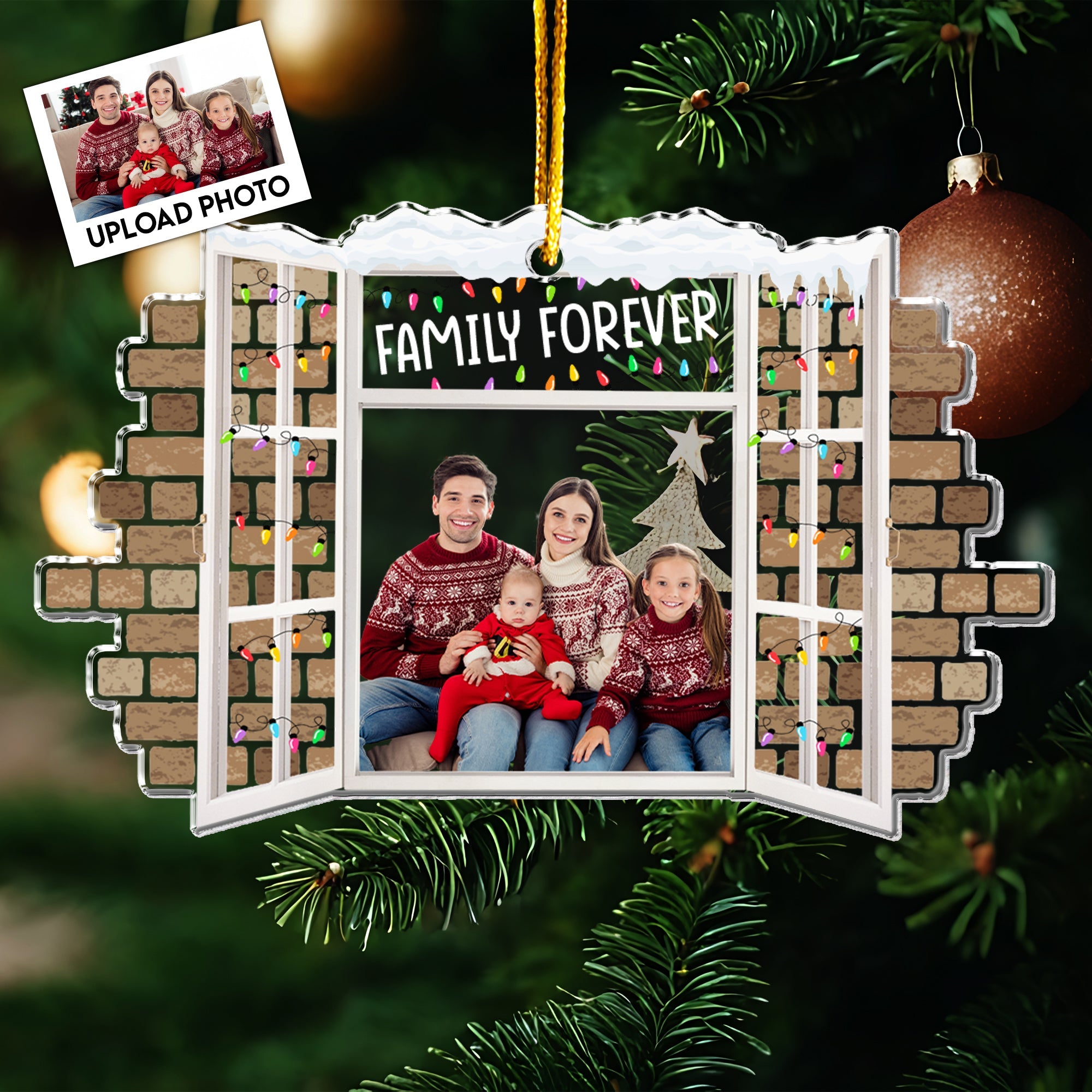 Family Christmas Window - Personalized Acrylic Photo Ornament ORN0810