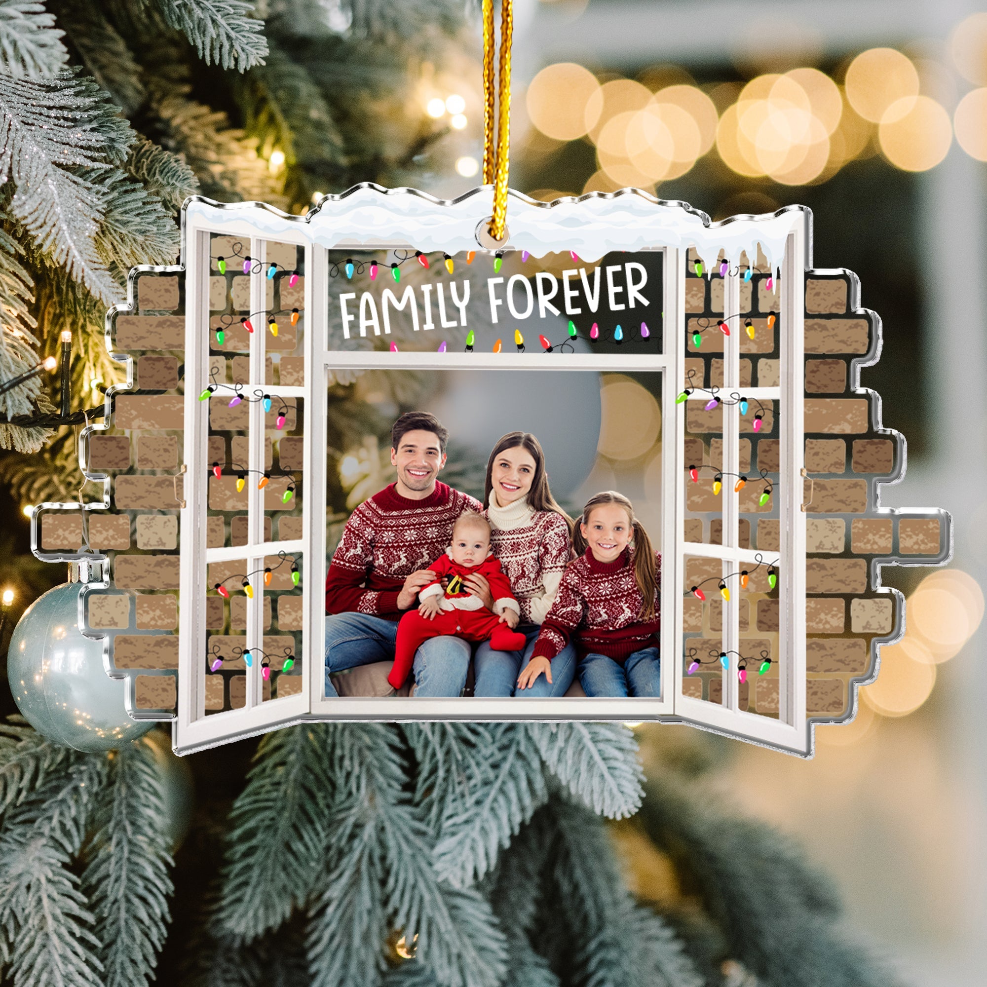 Family Christmas Window - Personalized Acrylic Photo Ornament ORN0810