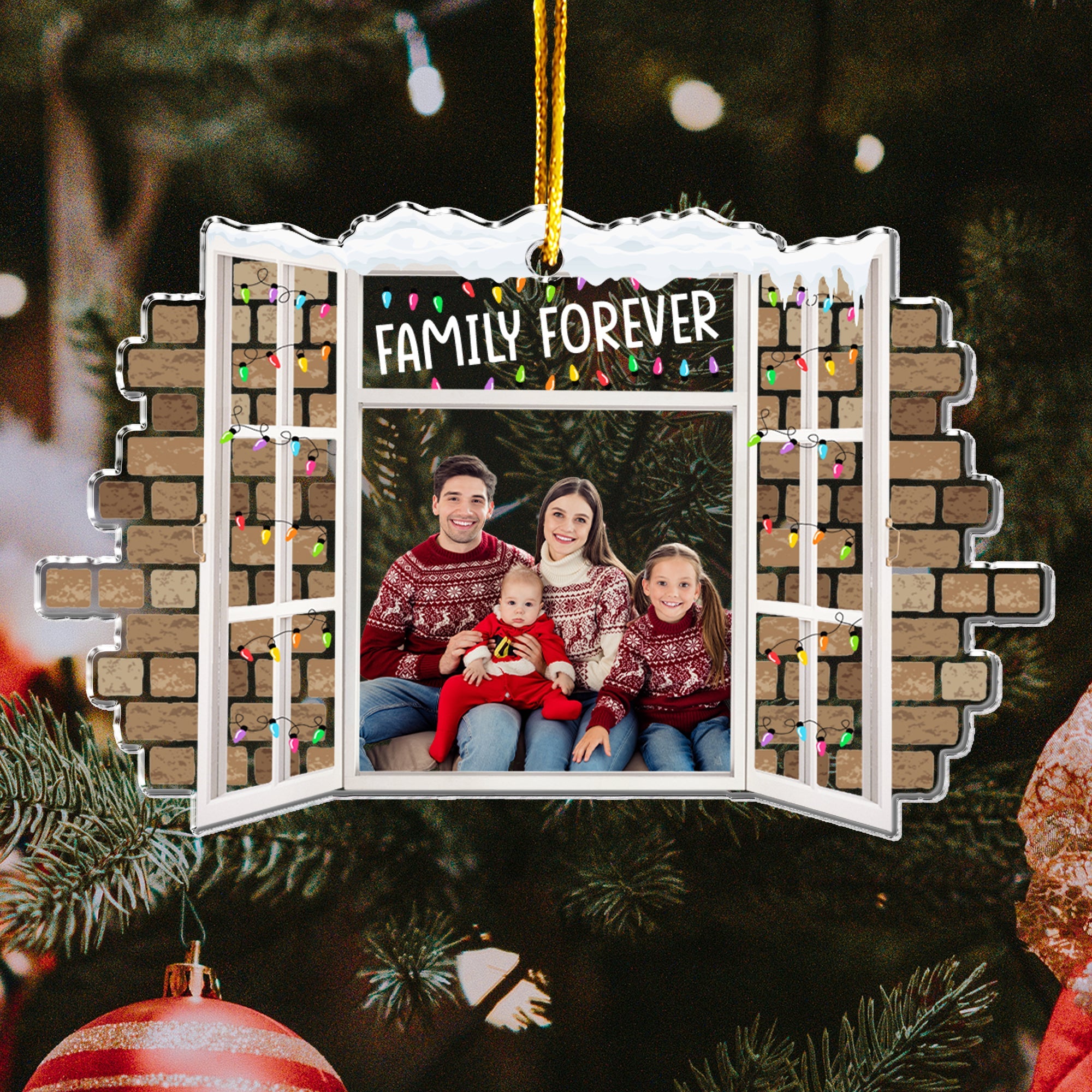 Family Christmas Window - Personalized Acrylic Photo Ornament ORN0810