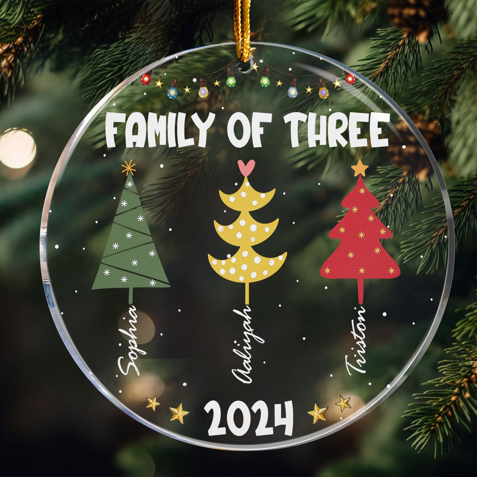 Family Colorful Christmas Trees - Personalized Acrylic Ornament ORN0810