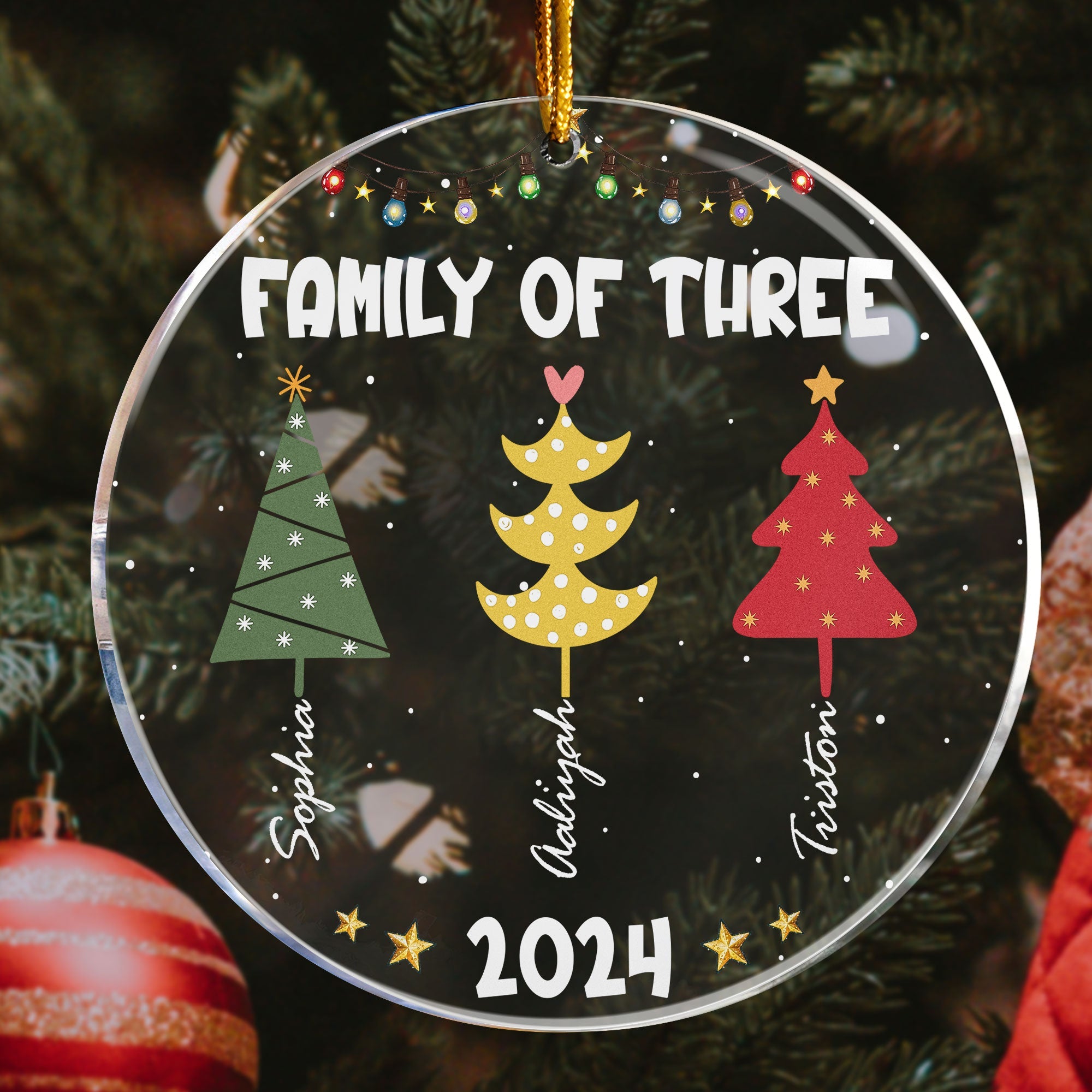 Family Colorful Christmas Trees - Personalized Acrylic Ornament ORN0810