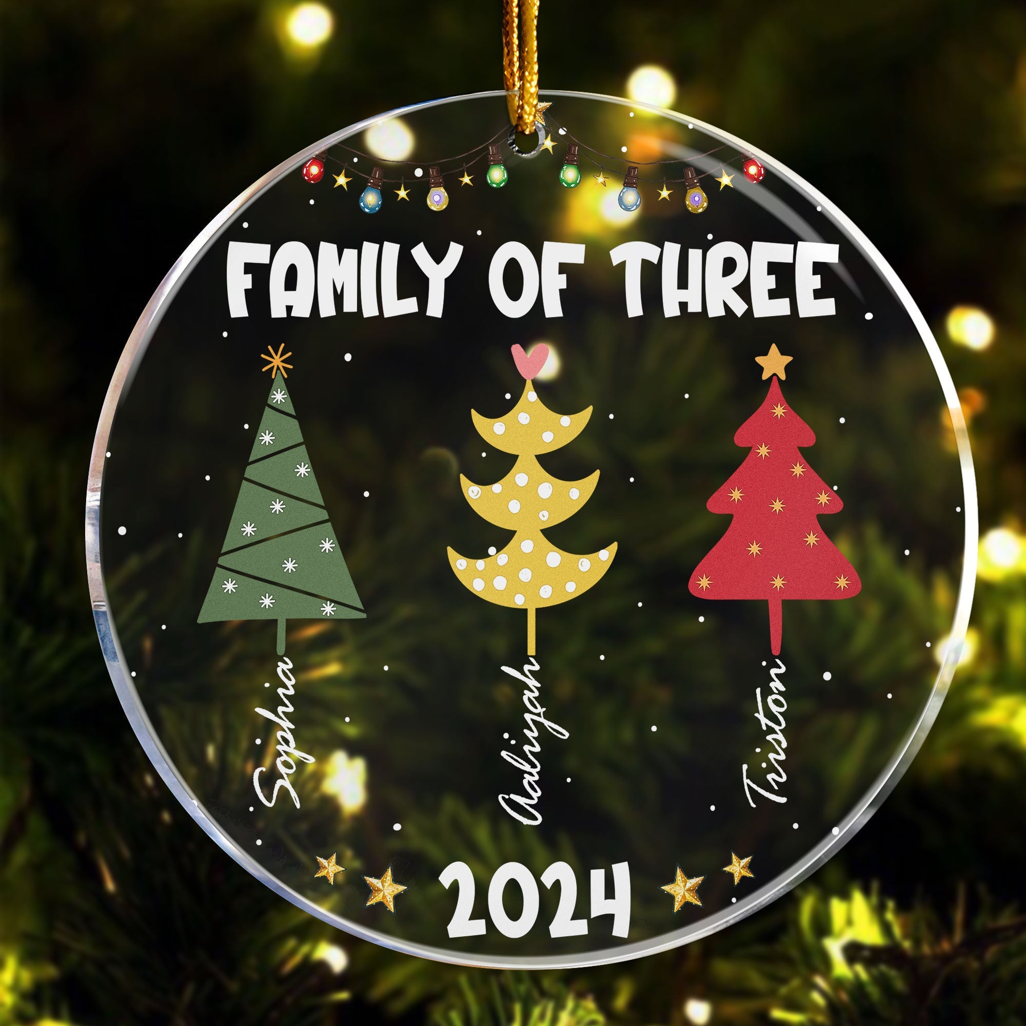Family Colorful Christmas Trees - Personalized Acrylic Ornament ORN0810