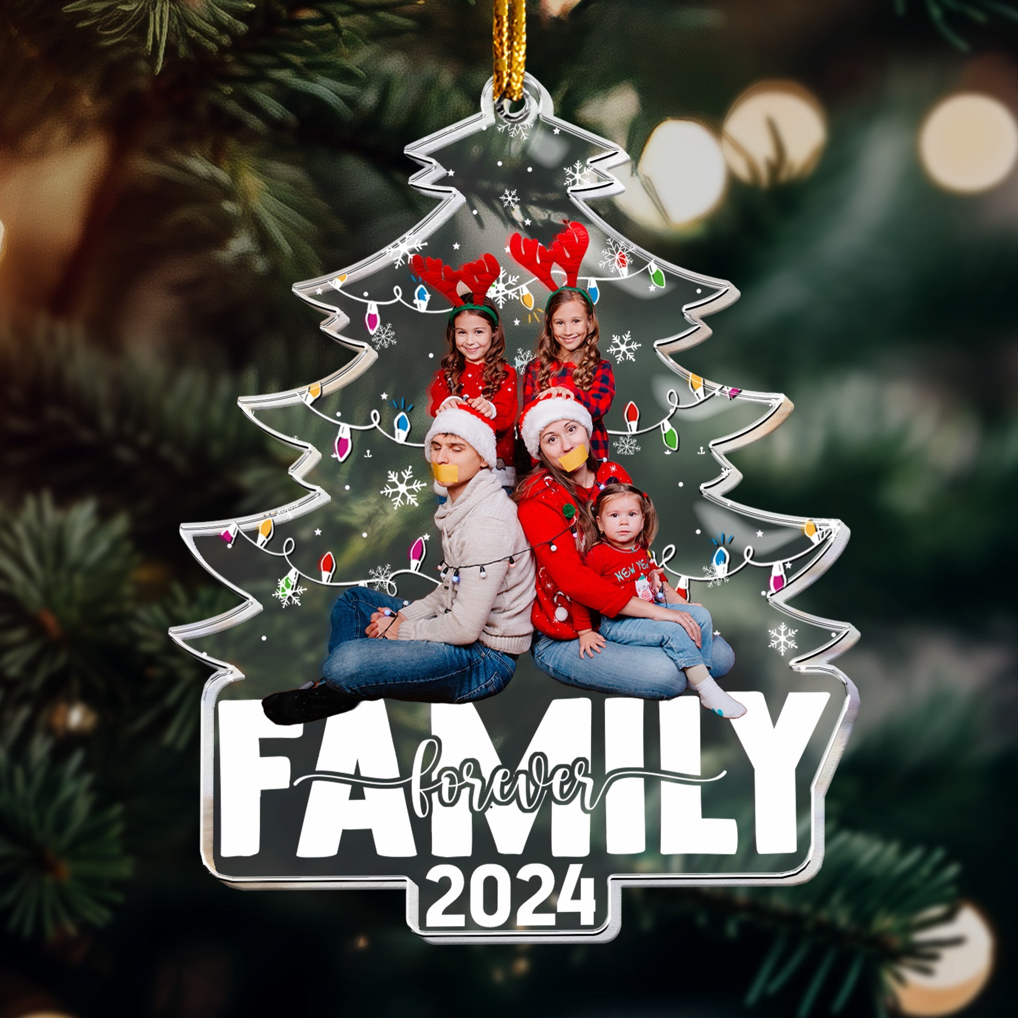 Family Forever Christmas Tree - Personalized Acrylic Photo Ornament ORN0810