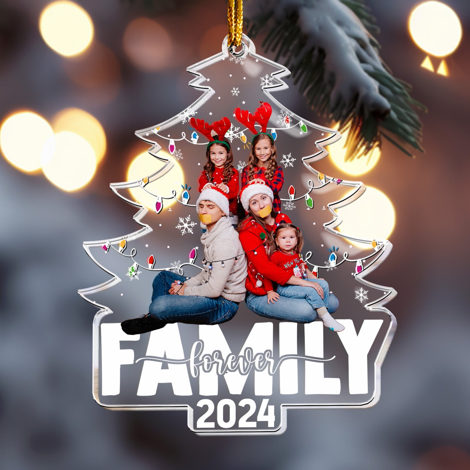 Family Forever Christmas Tree - Personalized Acrylic Photo Ornament ORN0810
