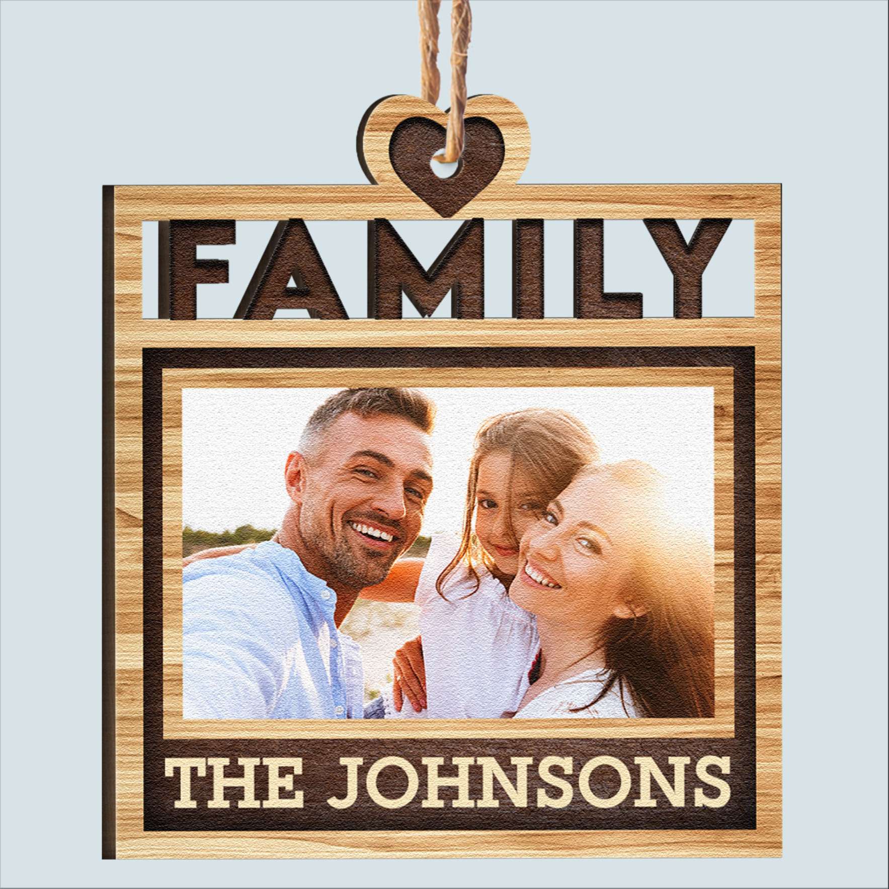 Family Is The Greatest Gift - Personalized Wooden Photo Ornament - Christmas, Birthday, Loving Gift For Family Member, Dad, Mom, Sisters, Brothers ORN0810