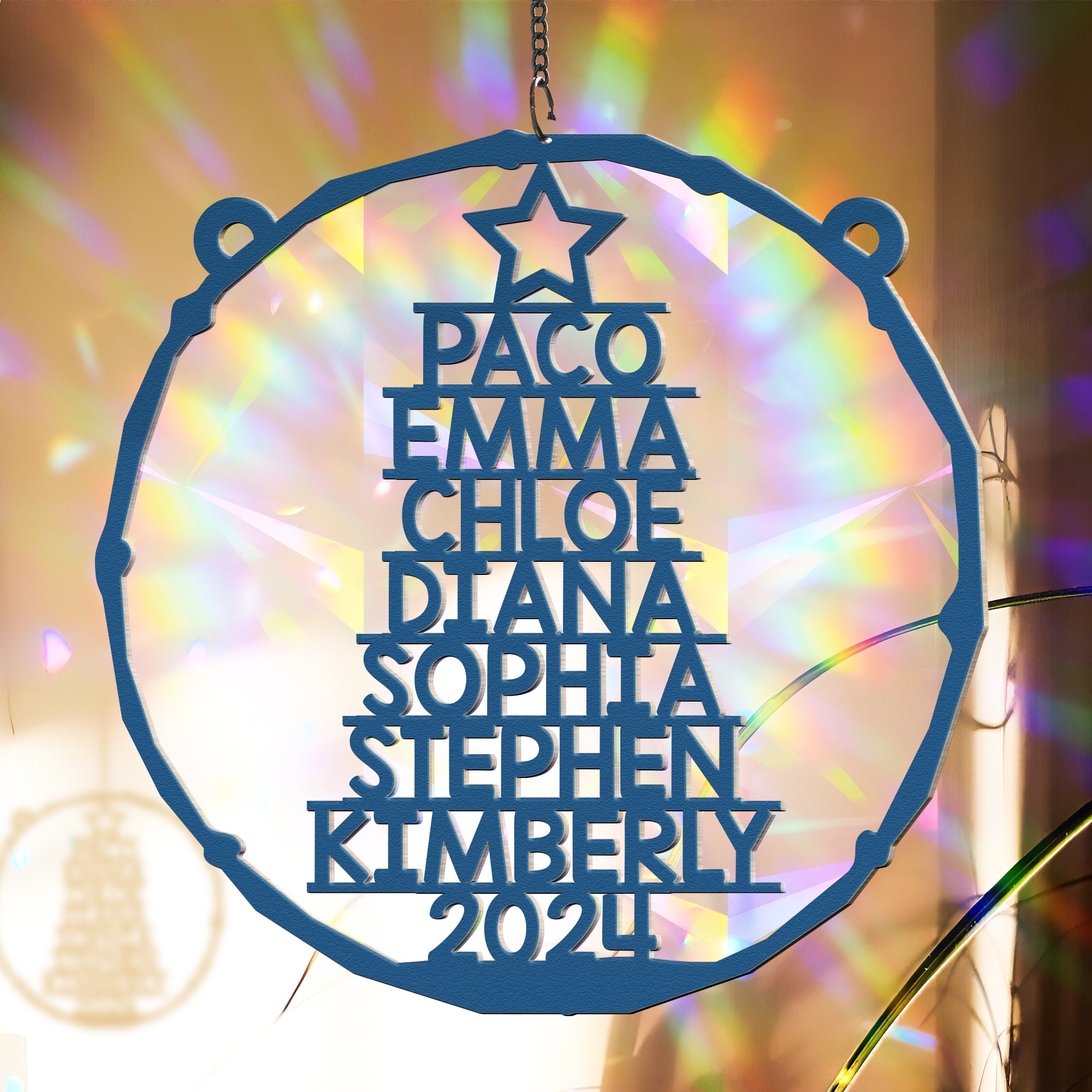 Family Member Names Christmas Tree - Personalized Rainbow Suncatcher ORNA1210