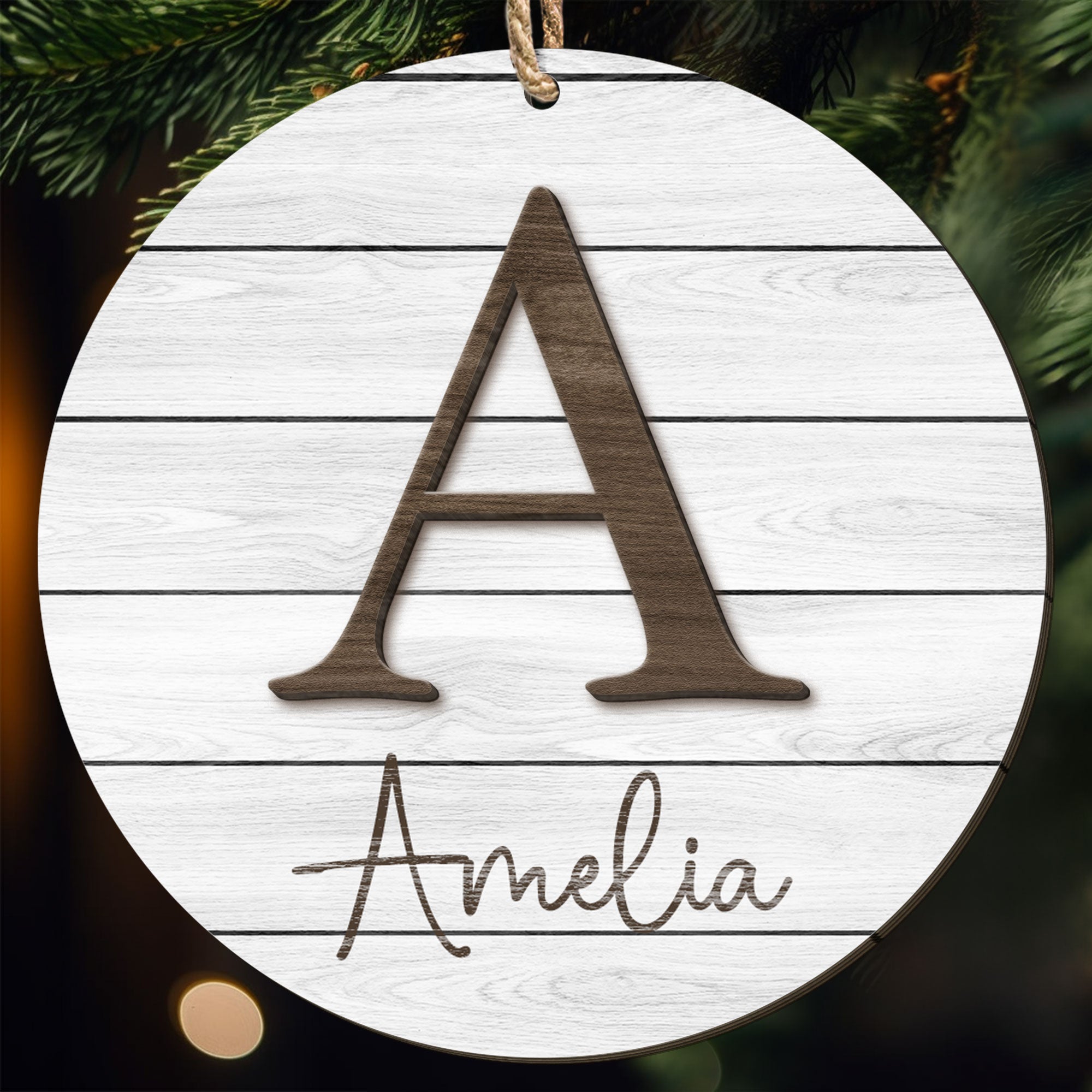 Family Name Last Name Mongram - Personalized Wooden Ornament ORNA1210