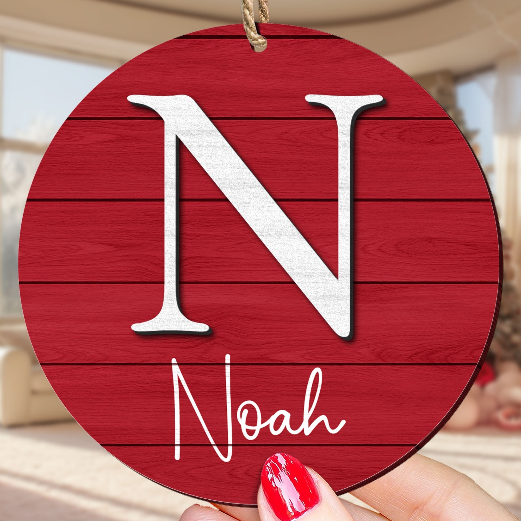 Family Name Last Name Mongram - Personalized Wooden Ornament ORN0810