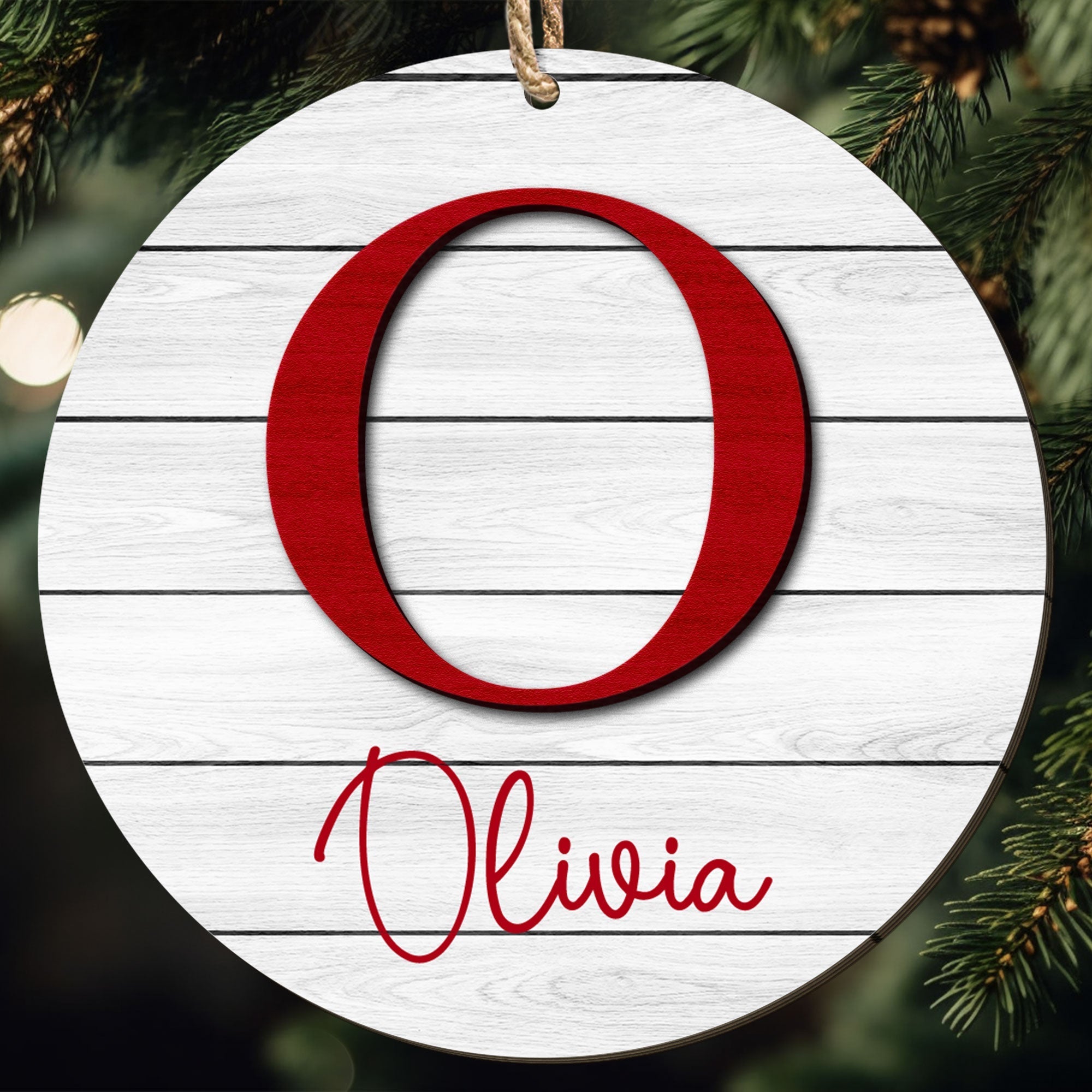 Family Name Last Name Mongram - Personalized Wooden Ornament ORNA1210