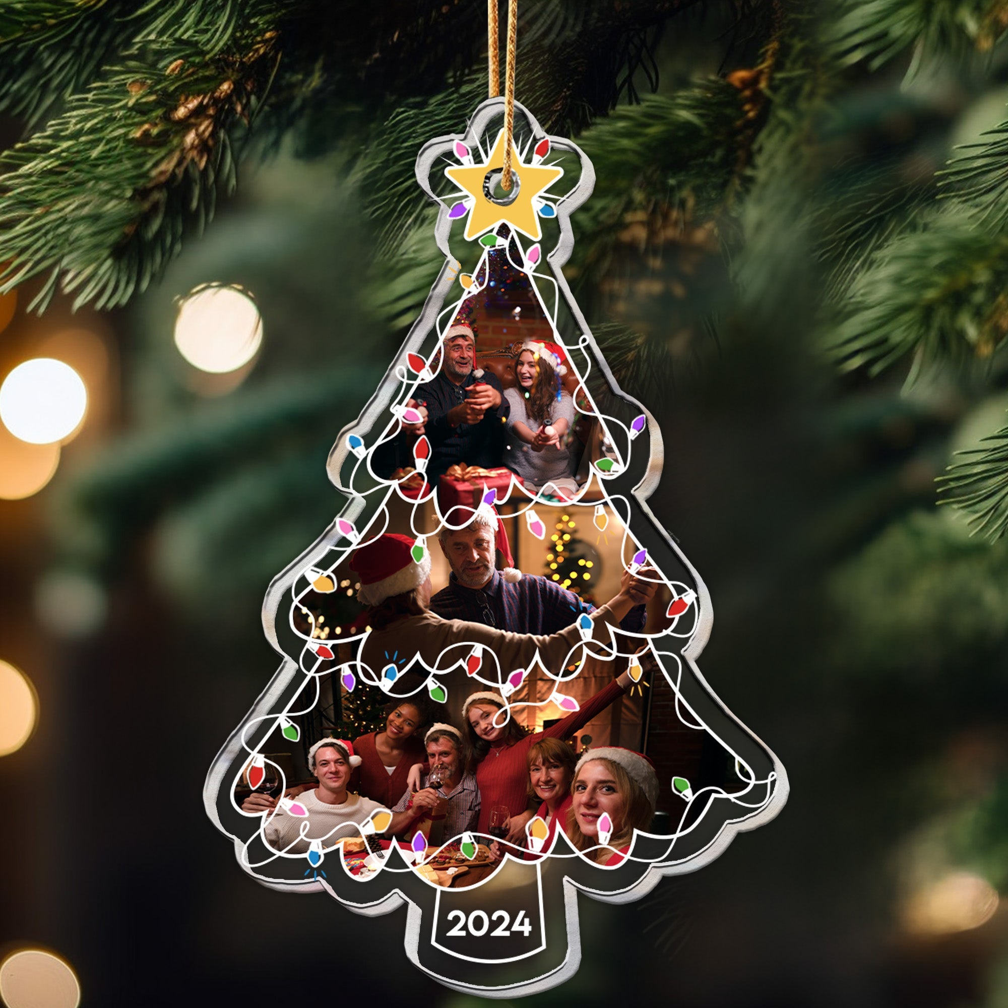 Family Ornament Christmas Light - Personalized Acrylic Photo Ornament ORN0810
