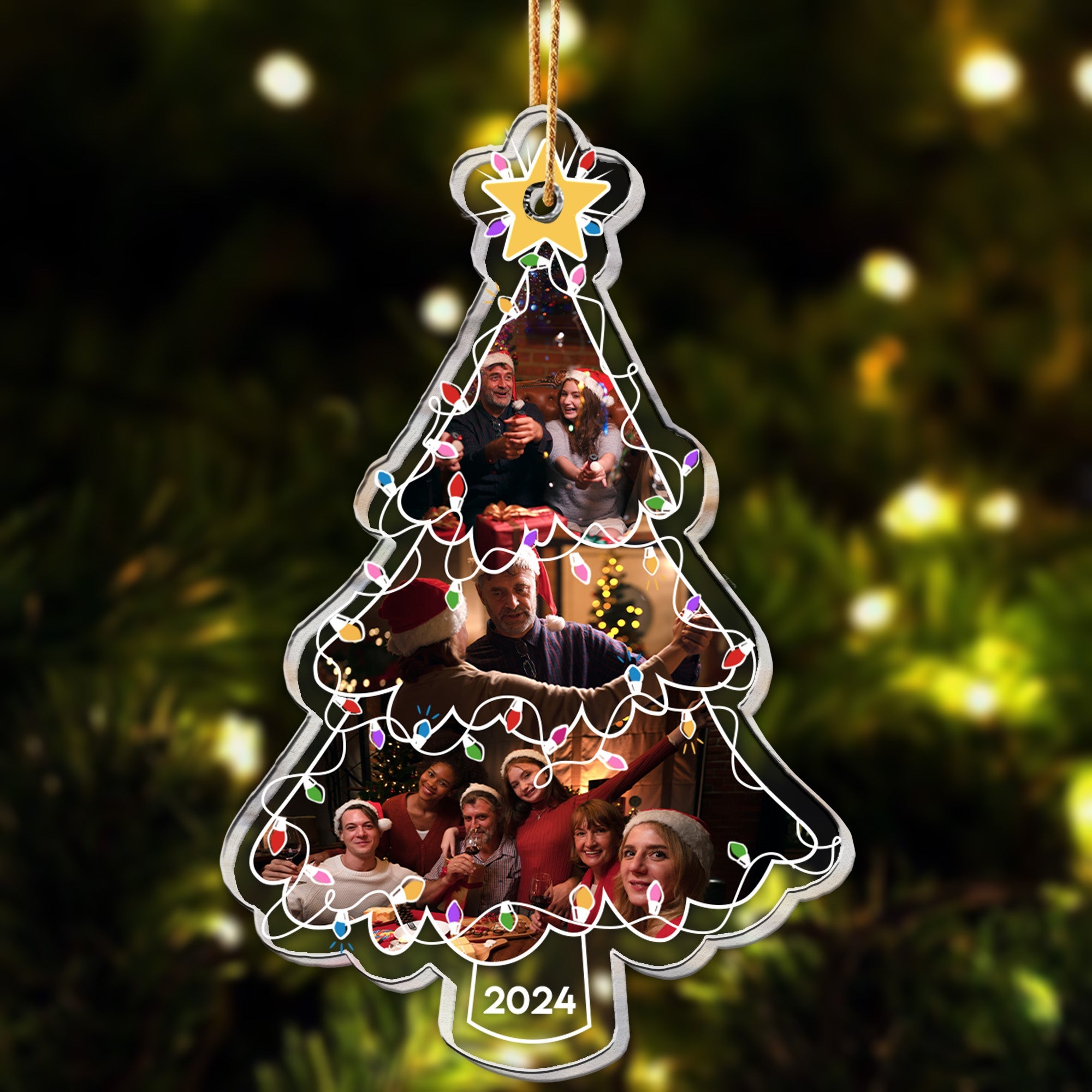 Family Ornament Christmas Light - Personalized Acrylic Photo Ornament ORN0810
