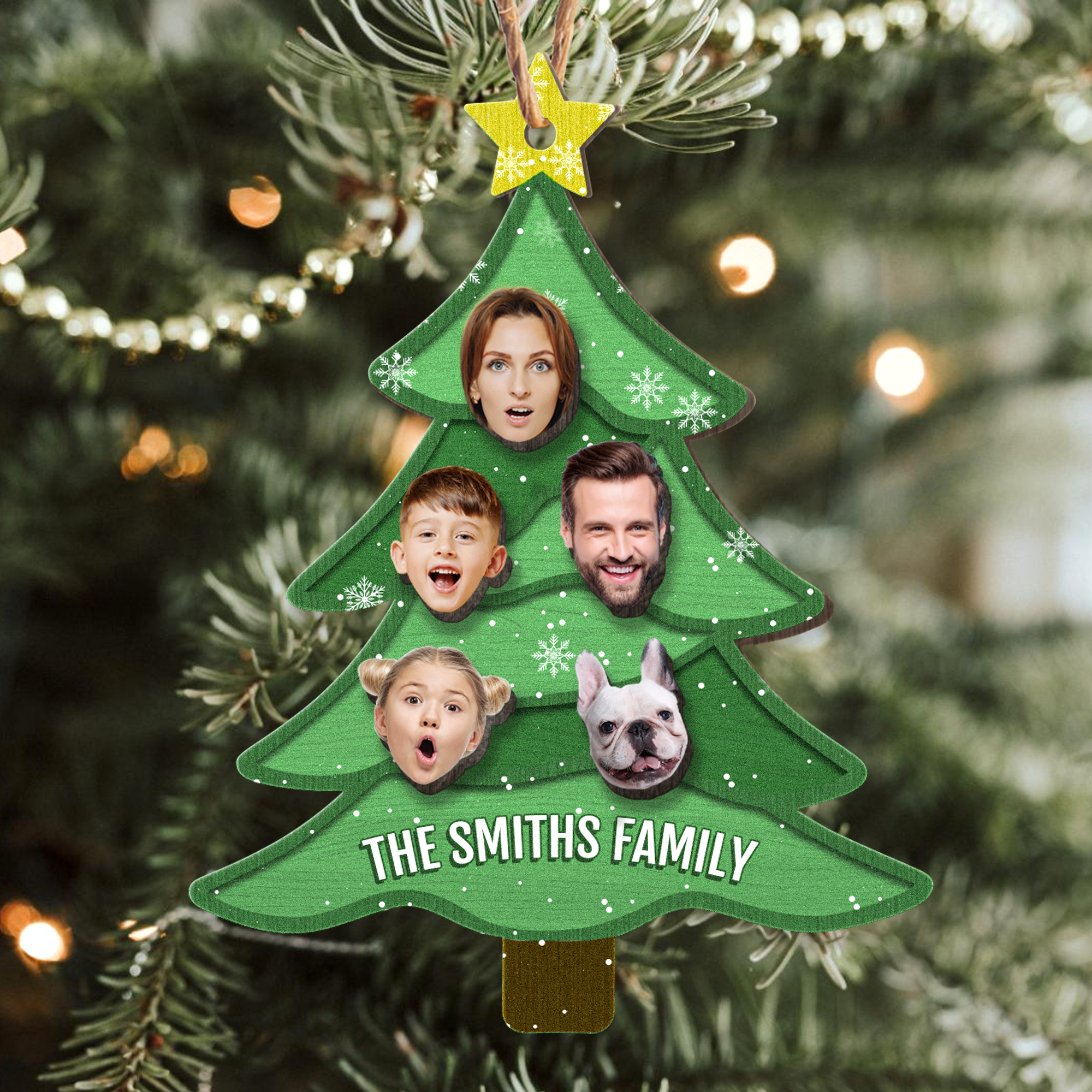 Family Photo Christmas Tree - Personalized Wooden Photo Ornament ORN0810