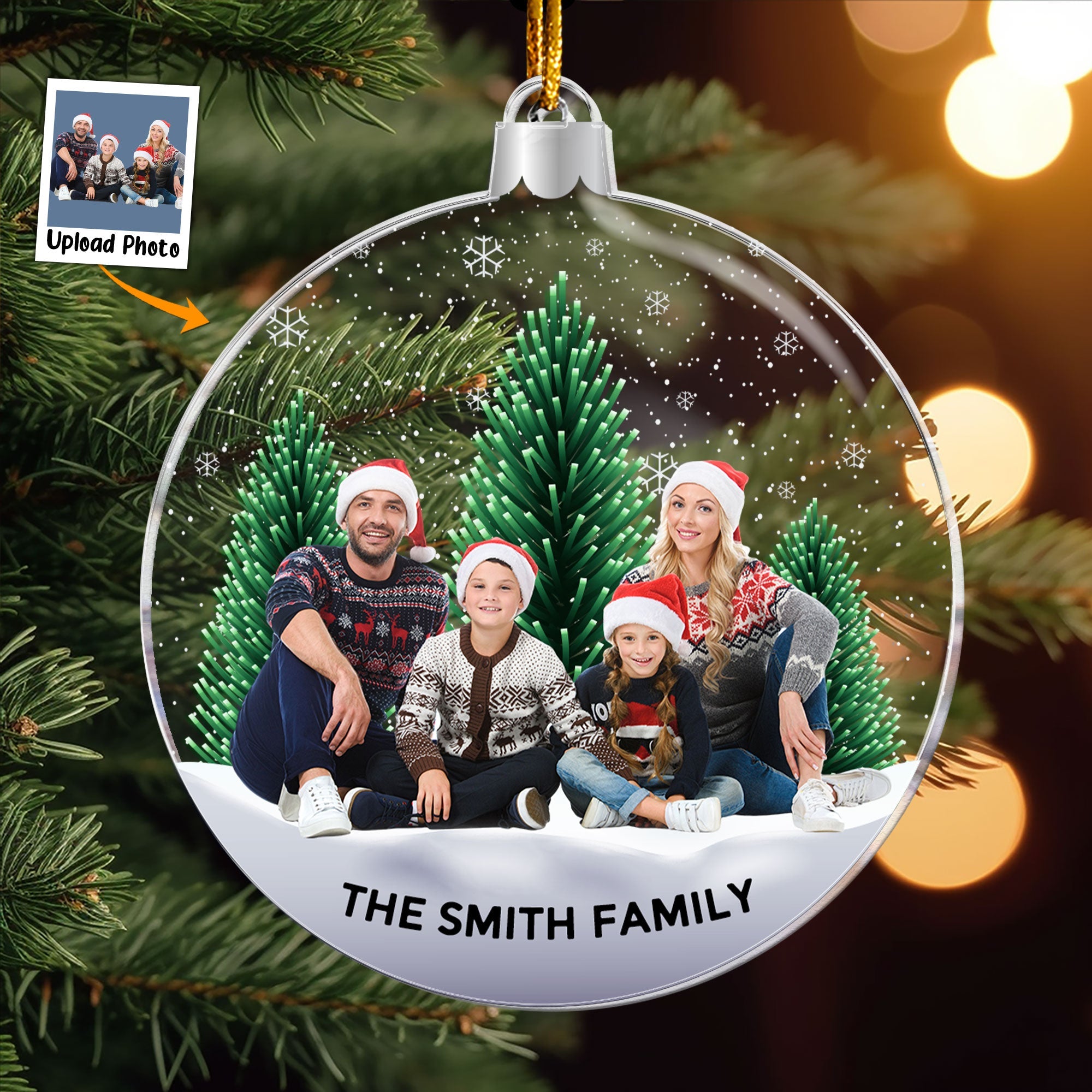 Family Snowflakes - Personalized Acrylic Photo Ornament ORNA1210