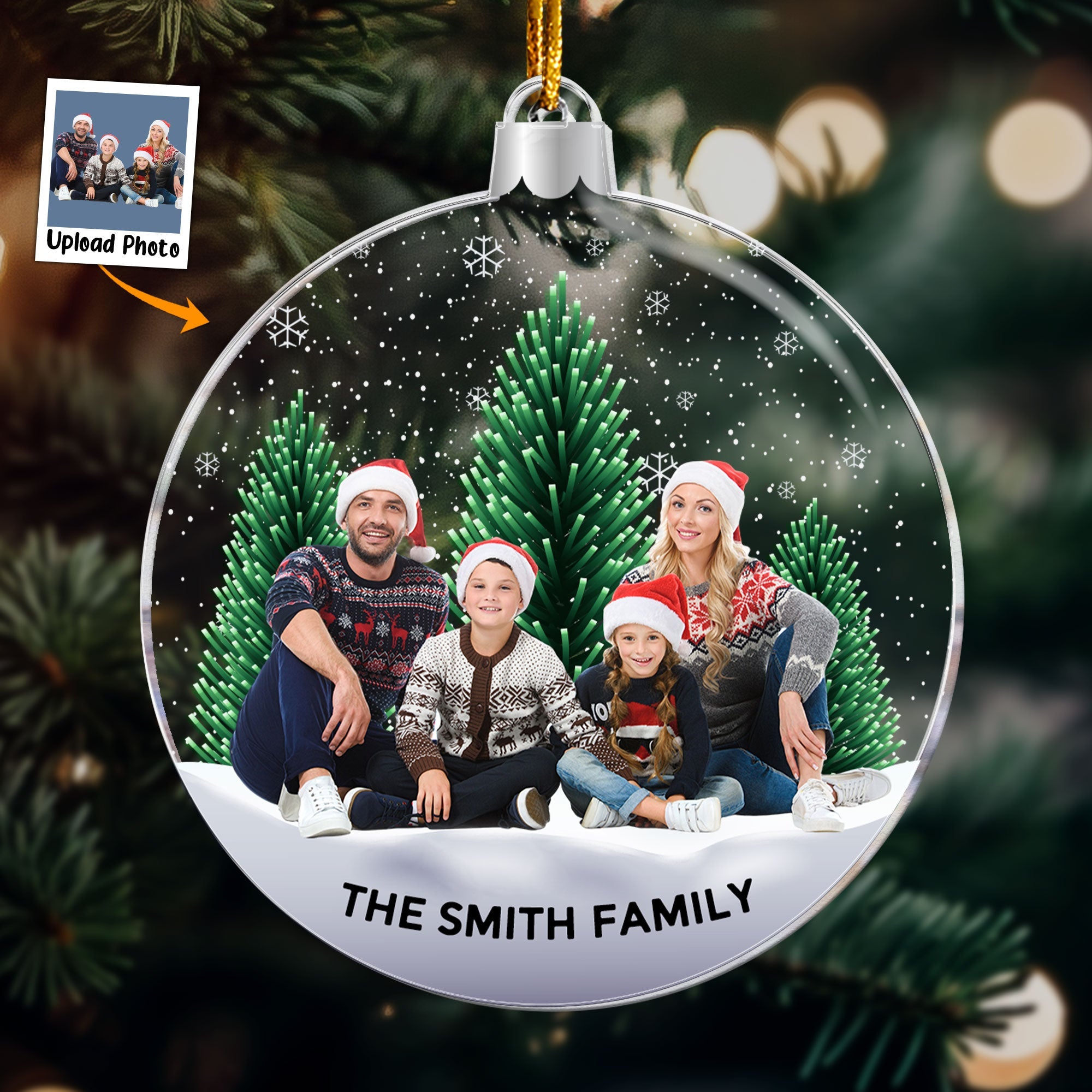 Family Snowflakes - Personalized Acrylic Photo Ornament ORNA1210