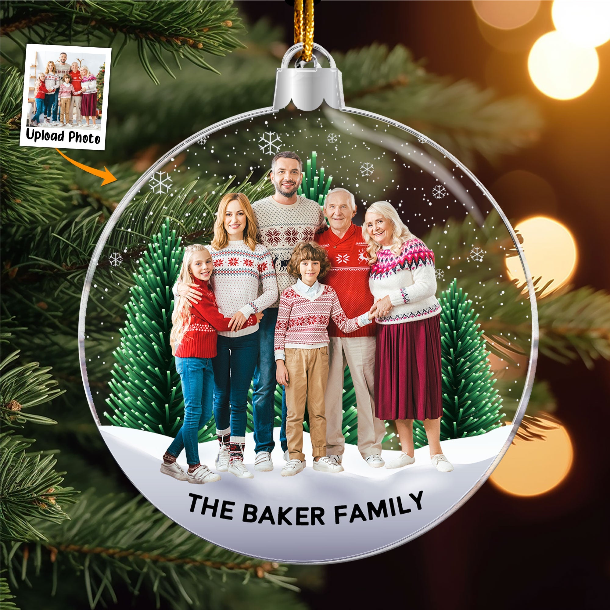 Family Snowflakes - Personalized Acrylic Photo Ornament ORN0810