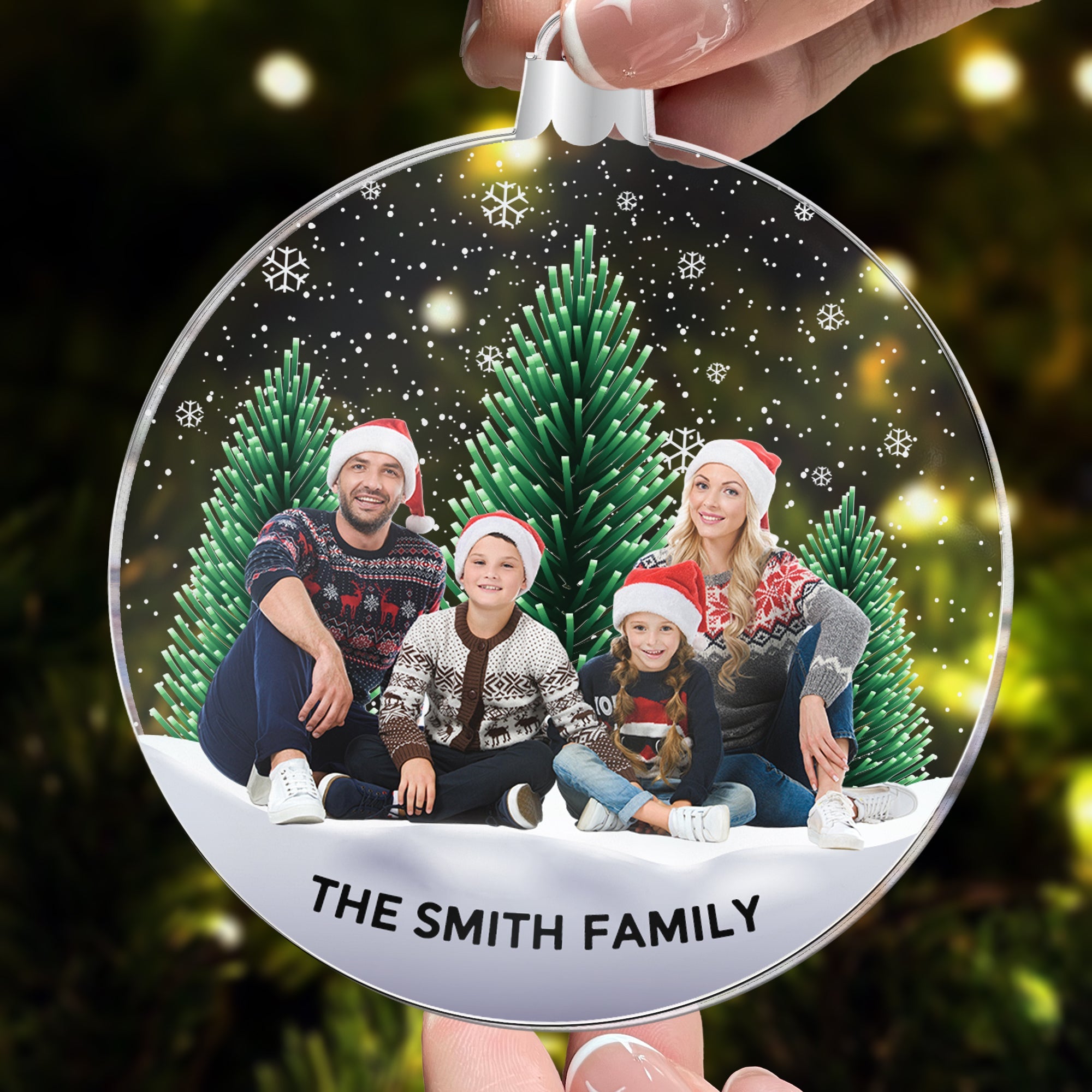 Family Snowflakes - Personalized Acrylic Photo Ornament ORN0810