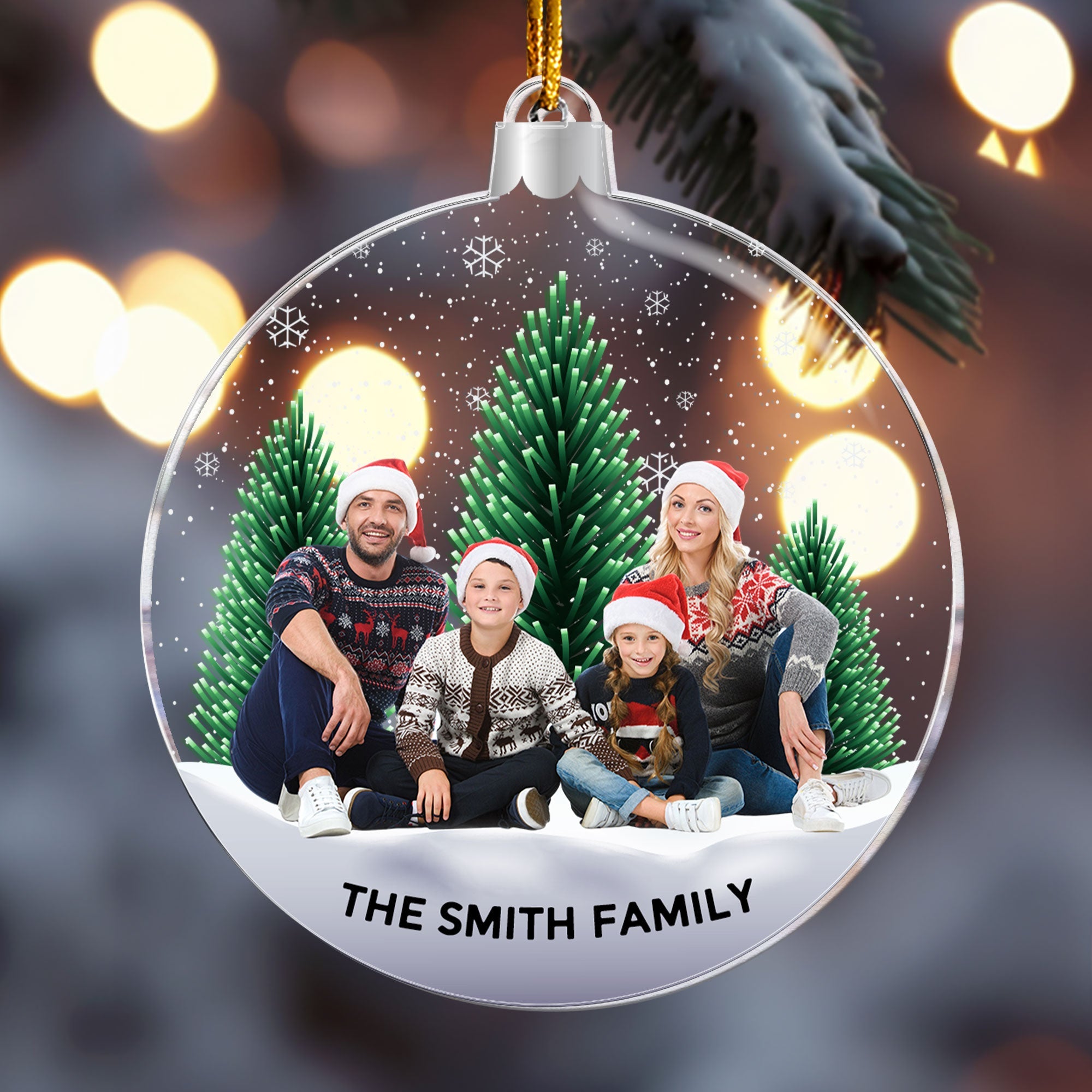 Family Snowflakes - Personalized Acrylic Photo Ornament ORN0810